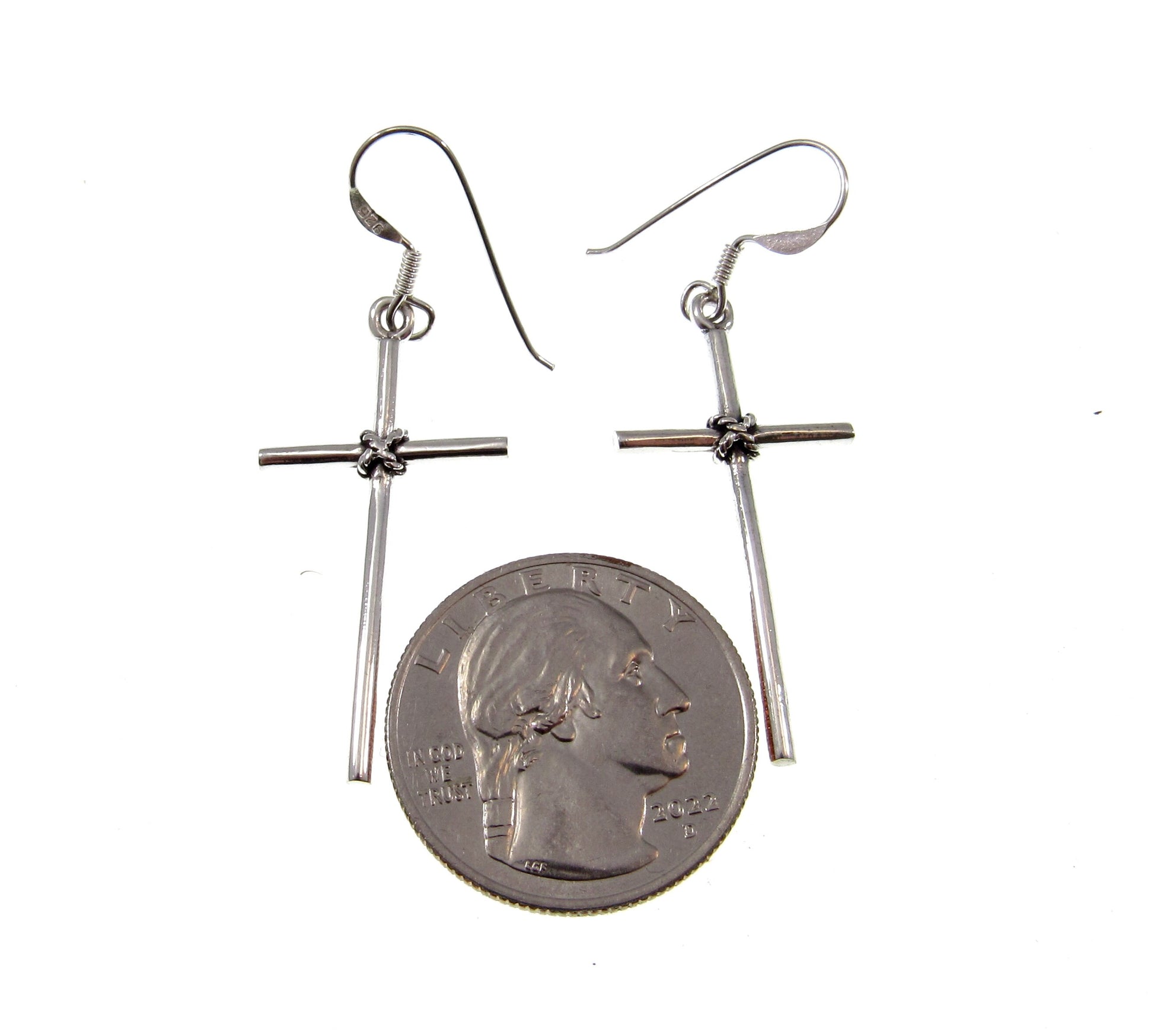 Solid 925 Sterling Silver Cross Earrings – Christian Jewelry, Faith Dangle Earrings, Religious Gift for Women, Drop / Dangle / Hook Earrings