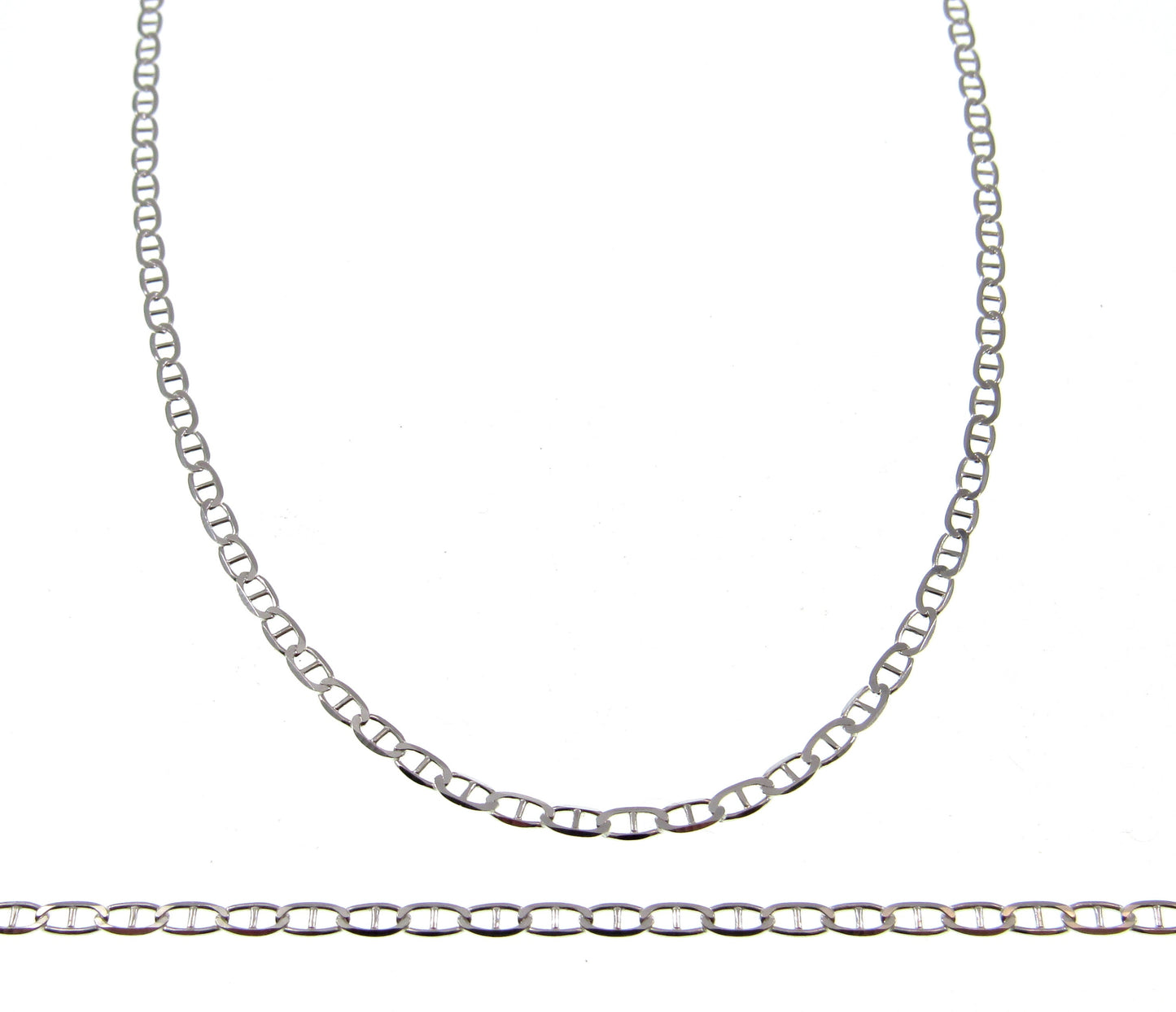 2.6MM 060 Gauge Solid 925 Sterling Silver Italian Women's Mariner / Marina Chain, Made in Italy, Unisex Necklace, 7 - 30 Inches
