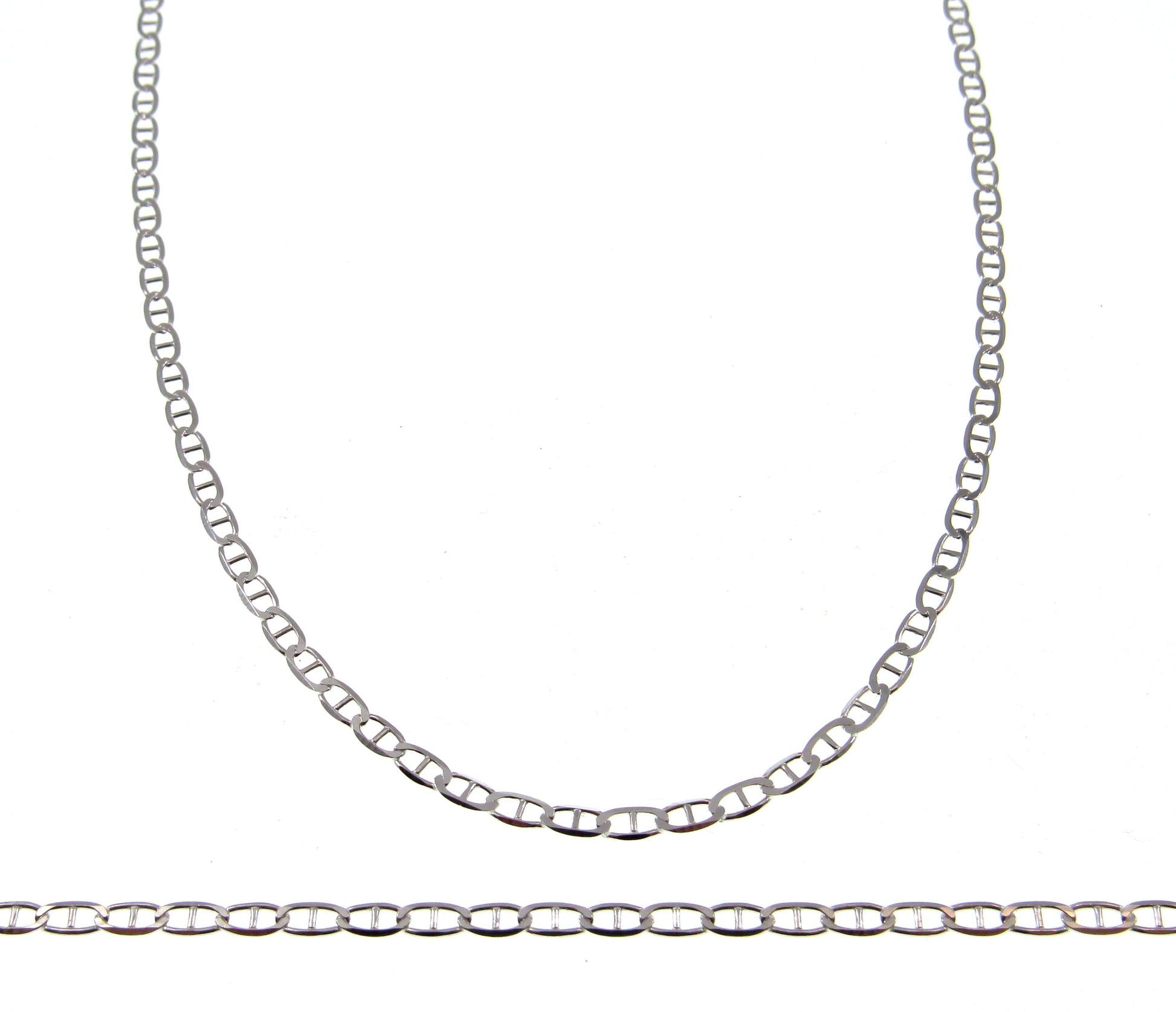 2.6MM 060 Gauge Solid 925 Sterling Silver Italian Women's Mariner / Marina Chain, Made in Italy, Unisex Necklace, 7 - 30 Inches
