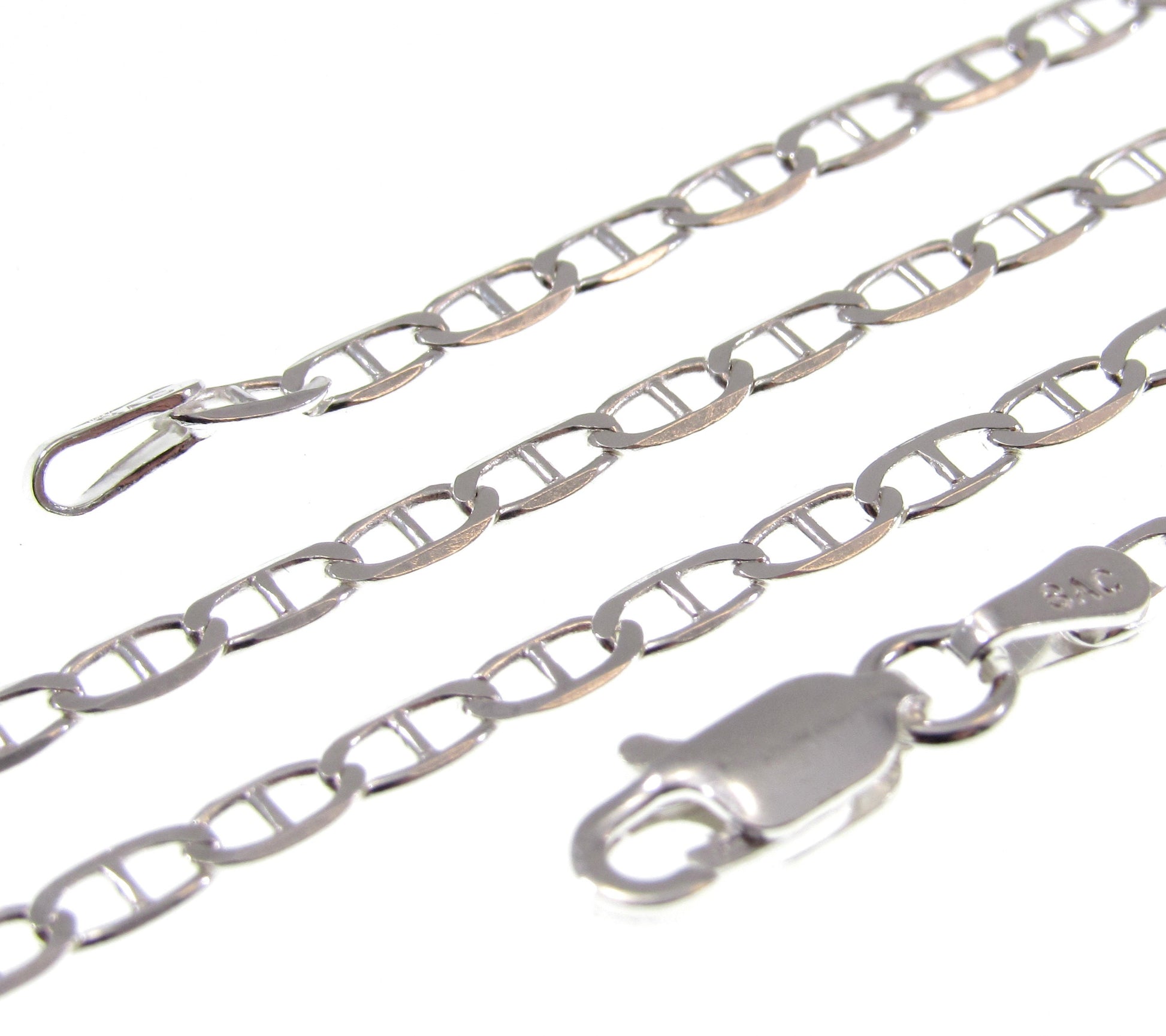 2.6MM 060 Gauge Solid 925 Sterling Silver Italian Women's Mariner / Marina Chain, Made in Italy, Unisex Necklace, 7 - 30 Inches