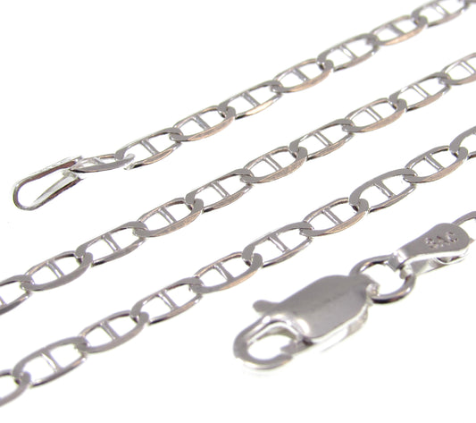 2.6MM 060 Gauge Solid 925 Sterling Silver Italian Women's Mariner / Marina Chain, Made in Italy, Unisex Necklace, 7 - 30 Inches
