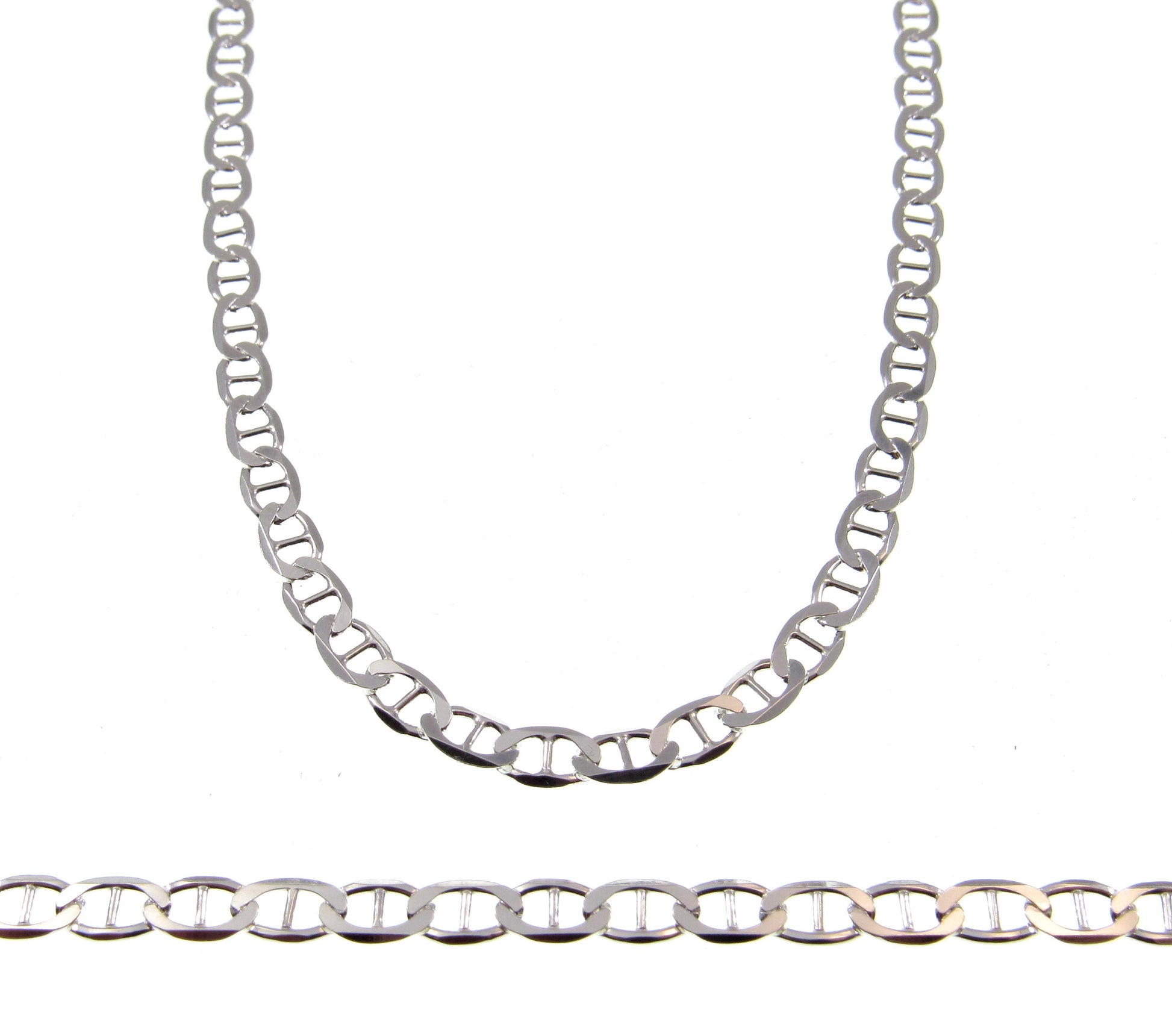 4.5MM 100 Gauge Solid 925 Sterling Silver Italian Mariner / Marina Chain, Made in Italy, Unisex Necklace or Bracelet, 7 - 30 Inches