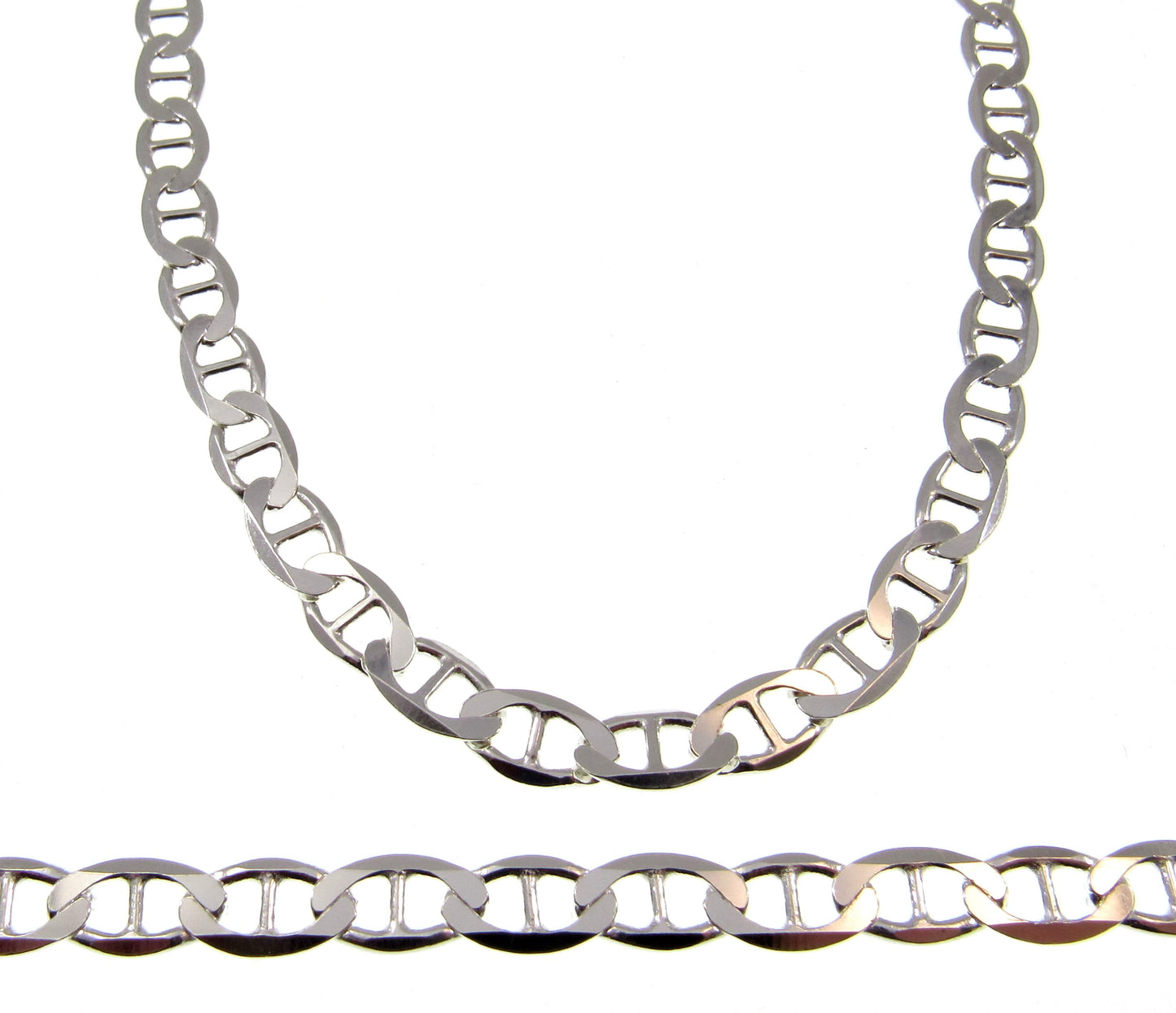 6.4MM 150 Gauge Solid 925 Sterling Silver Italian Mariner / Marina Chain, Made in Italy, Mens Necklace or Bracelet, 7 - 30 Inches