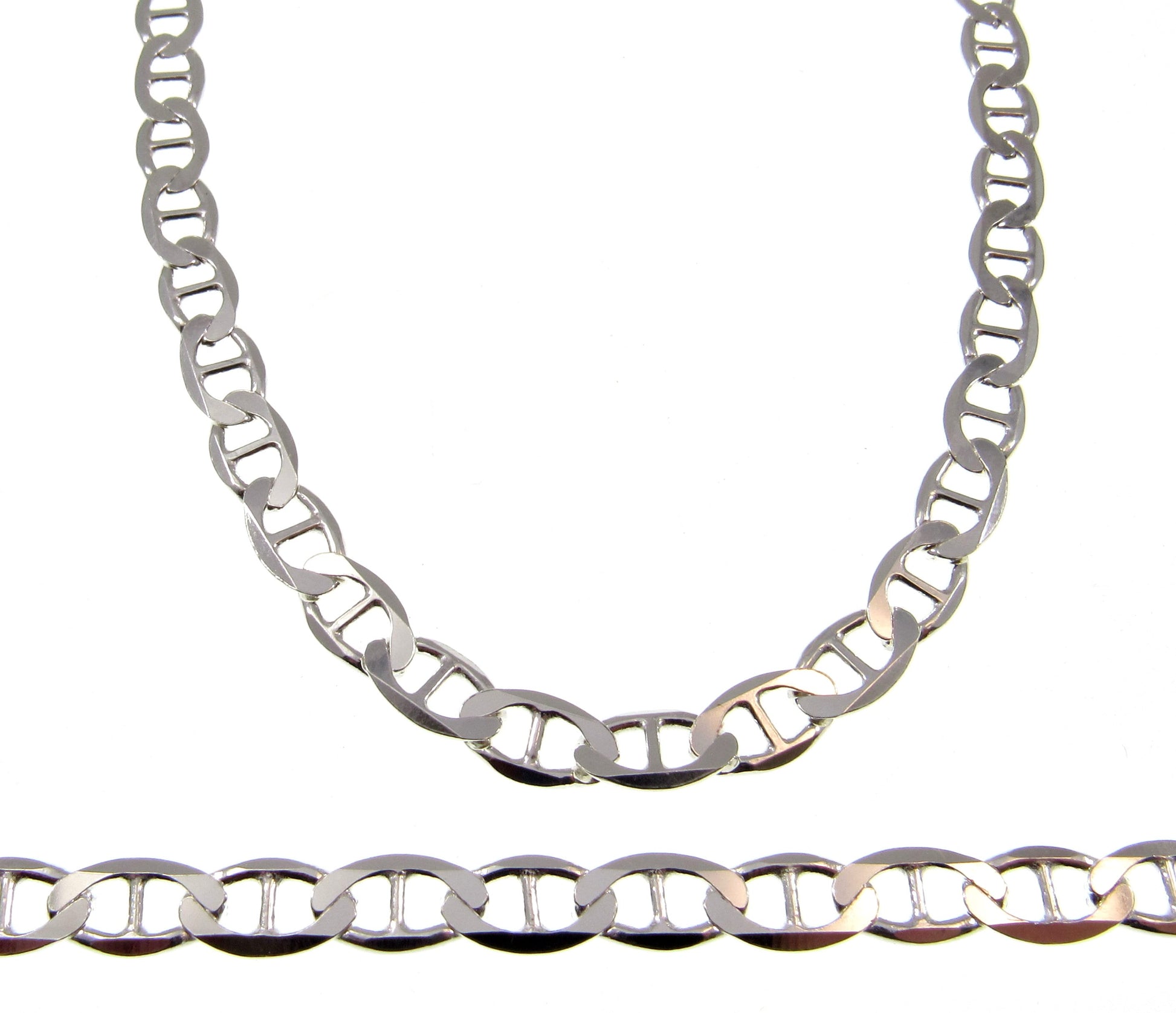 6.4MM 150 Gauge Solid 925 Sterling Silver Italian Mariner / Marina Chain, Made in Italy, Mens Necklace or Bracelet, 7 - 30 Inches