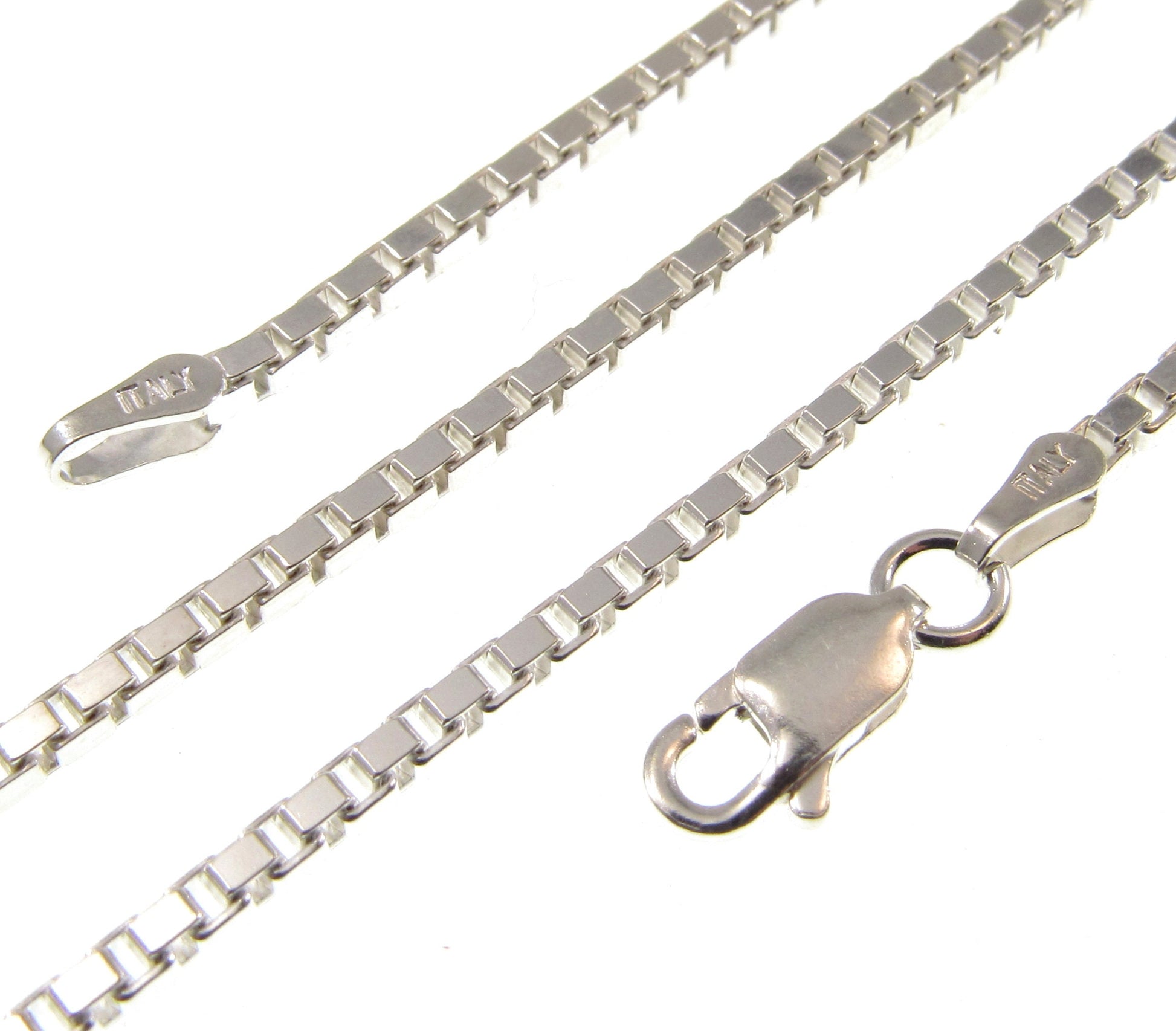 2MM Solid 925 Sterling Silver Italian Square Box Chain Necklace, Made in Italy, Unisex Bracelet, 7 8 9 14 16 18 20 22 24 26, or 30" Inches