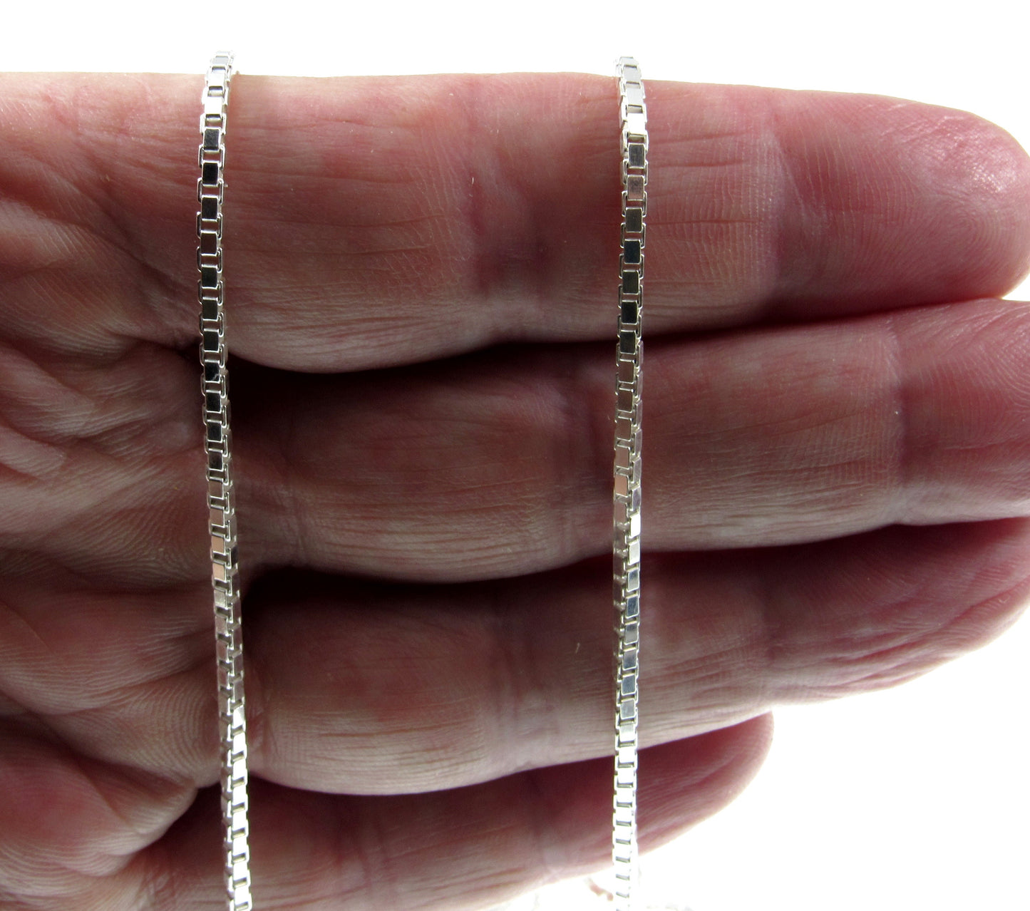 2MM Solid 925 Sterling Silver Italian Square Box Chain Necklace, Made in Italy, Unisex Bracelet, 7 8 9 14 16 18 20 22 24 26, or 30" Inches