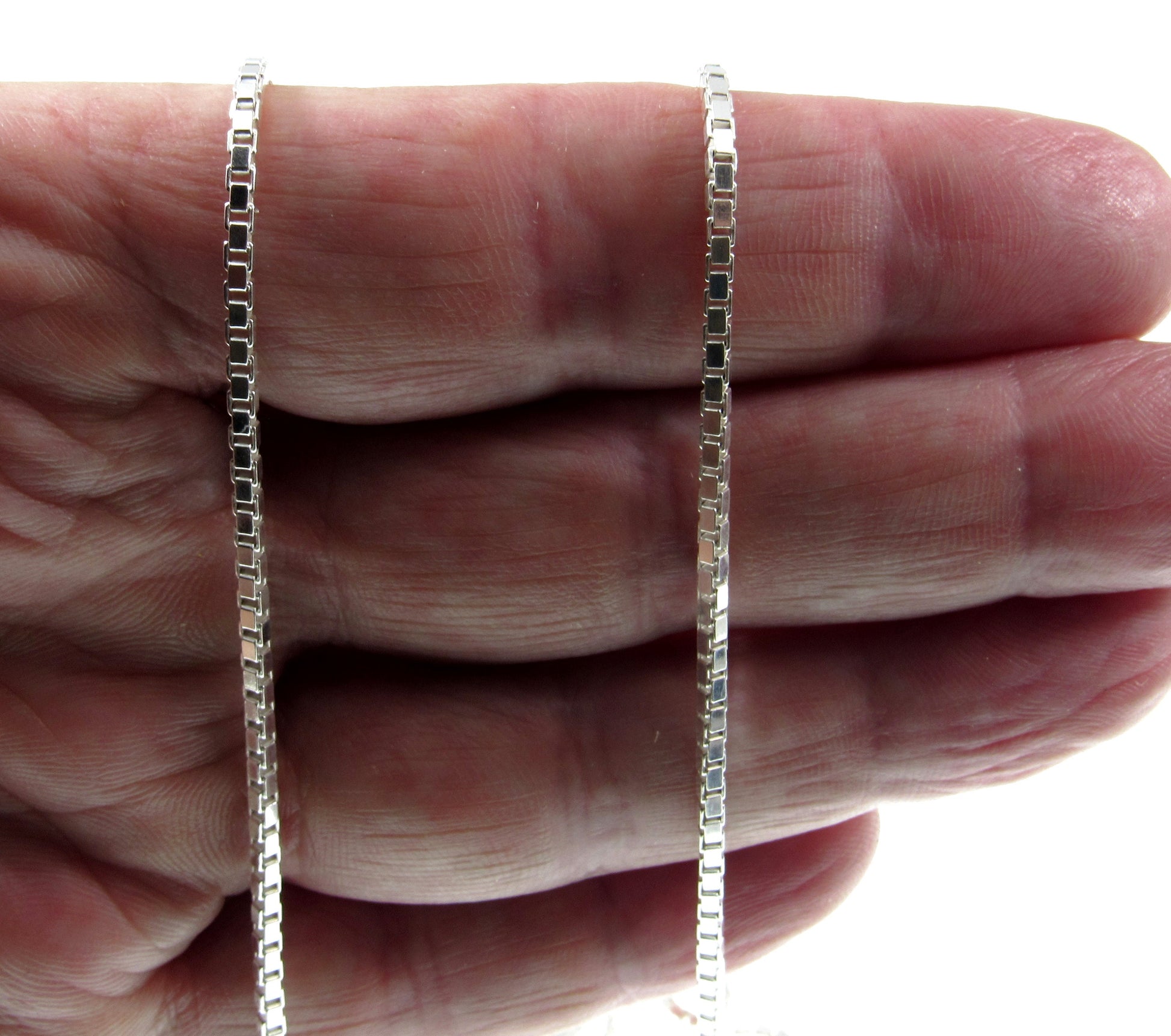 2MM Solid 925 Sterling Silver Italian Square Box Chain Necklace, Made in Italy, Unisex Bracelet, 7 8 9 14 16 18 20 22 24 26, or 30" Inches