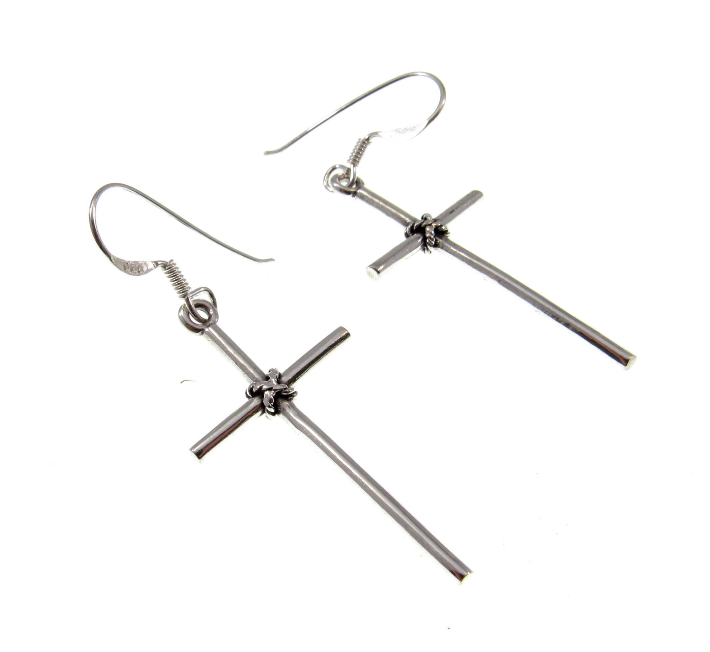 Solid 925 Sterling Silver Cross Earrings – Christian Jewelry, Faith Dangle Earrings, Religious Gift for Women, Drop / Dangle / Hook Earrings