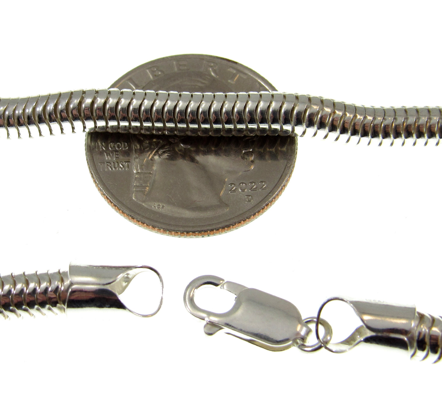 5MM Solid 925 Sterling Silver Italian Round Snake Chain, Thick Necklace, Made in Italy, 16" - 30" Inches, for Men or Women