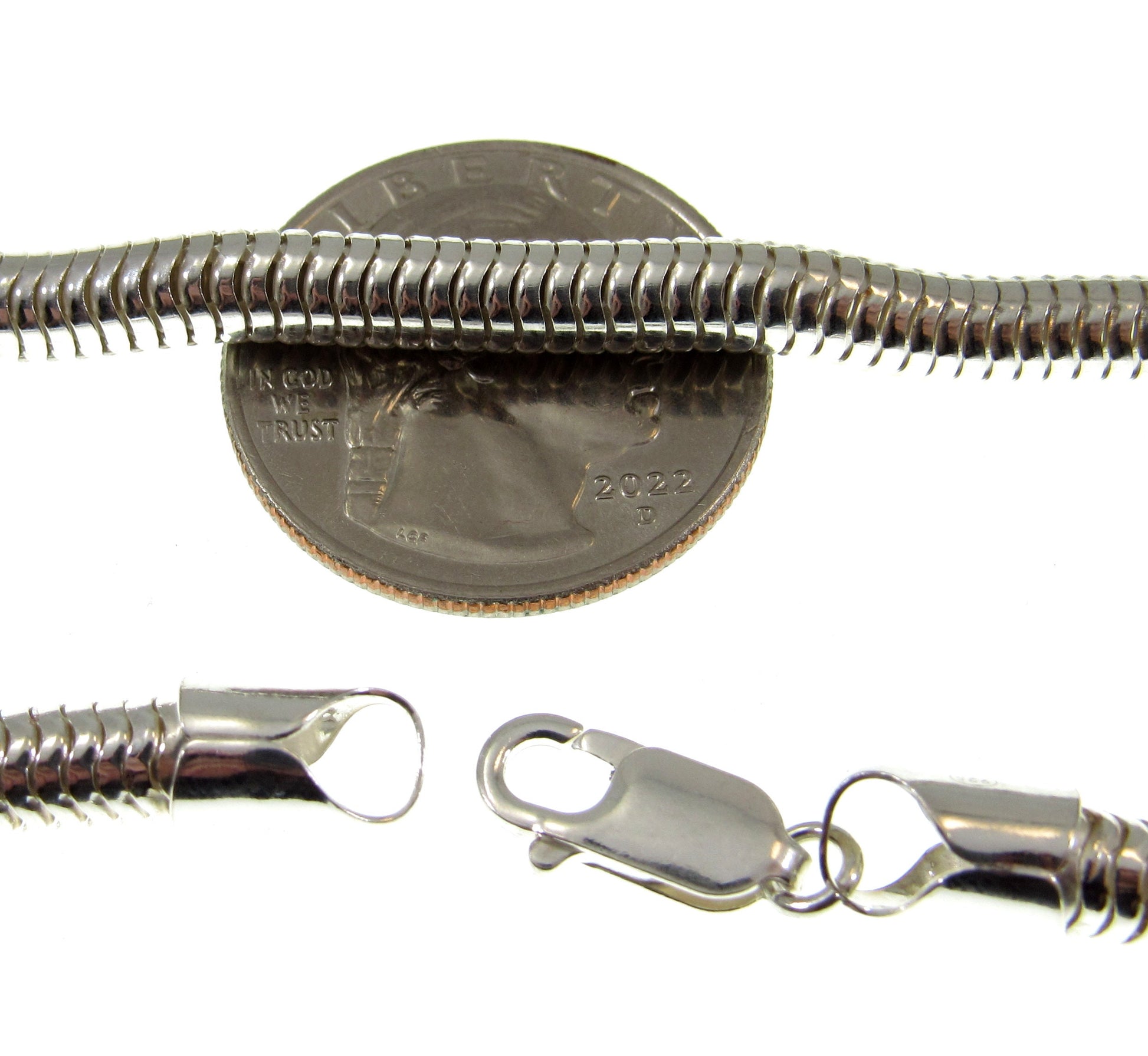 5MM Solid 925 Sterling Silver Italian Round Snake Chain, Thick Necklace, Made in Italy, 16" - 30" Inches, for Men or Women