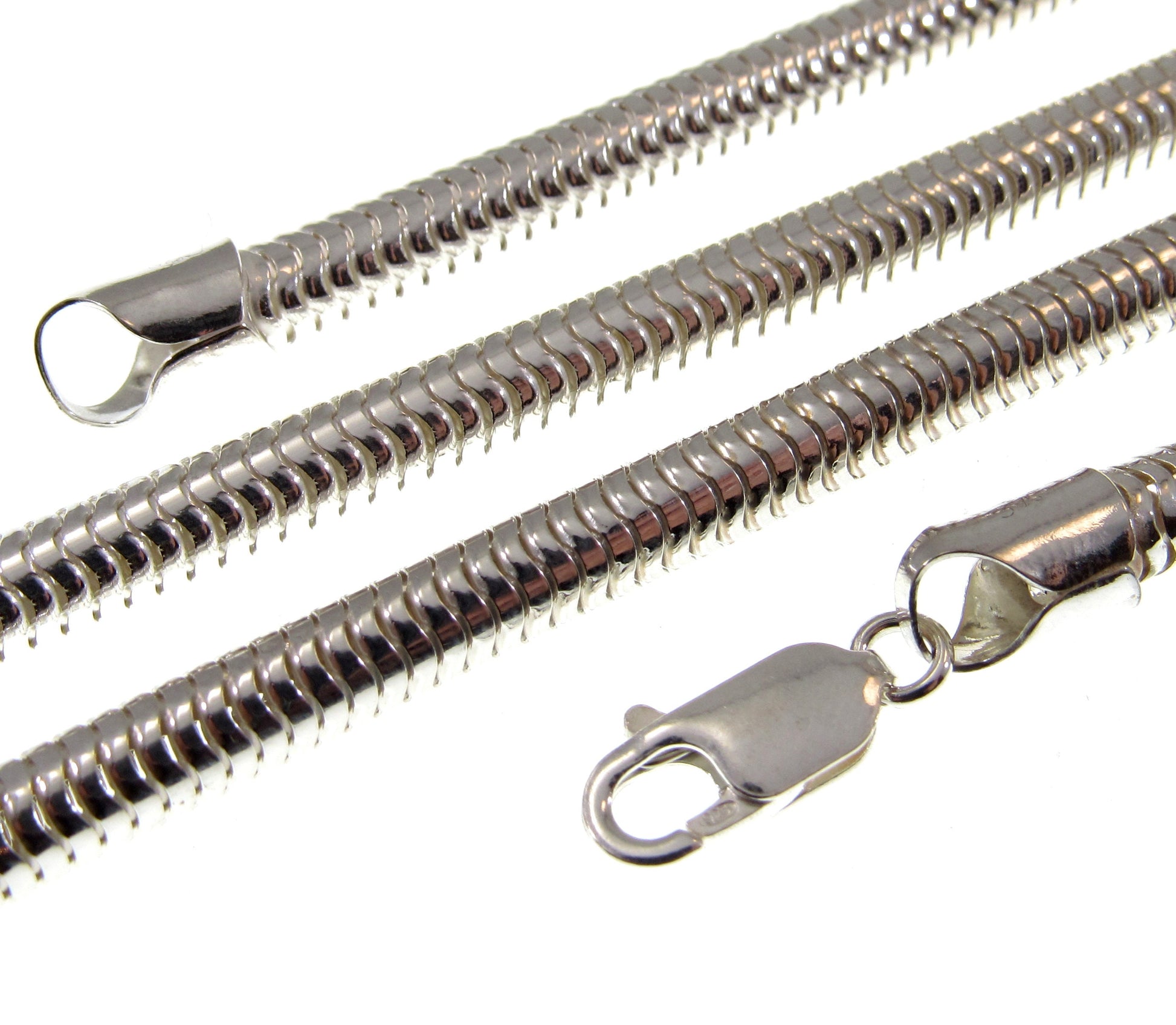 5MM Solid 925 Sterling Silver Italian Round Snake Chain, Thick Necklace, Made in Italy, 16" - 30" Inches, for Men or Women