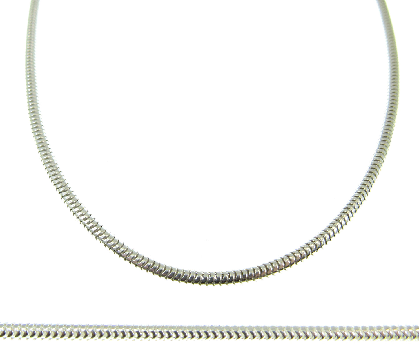 2.5MM Solid 925 Sterling Silver Italian Round Snake Chain, Unisex Bracelet or Necklace, Made in Italy, 16" - 30" Inches, for Men or Women