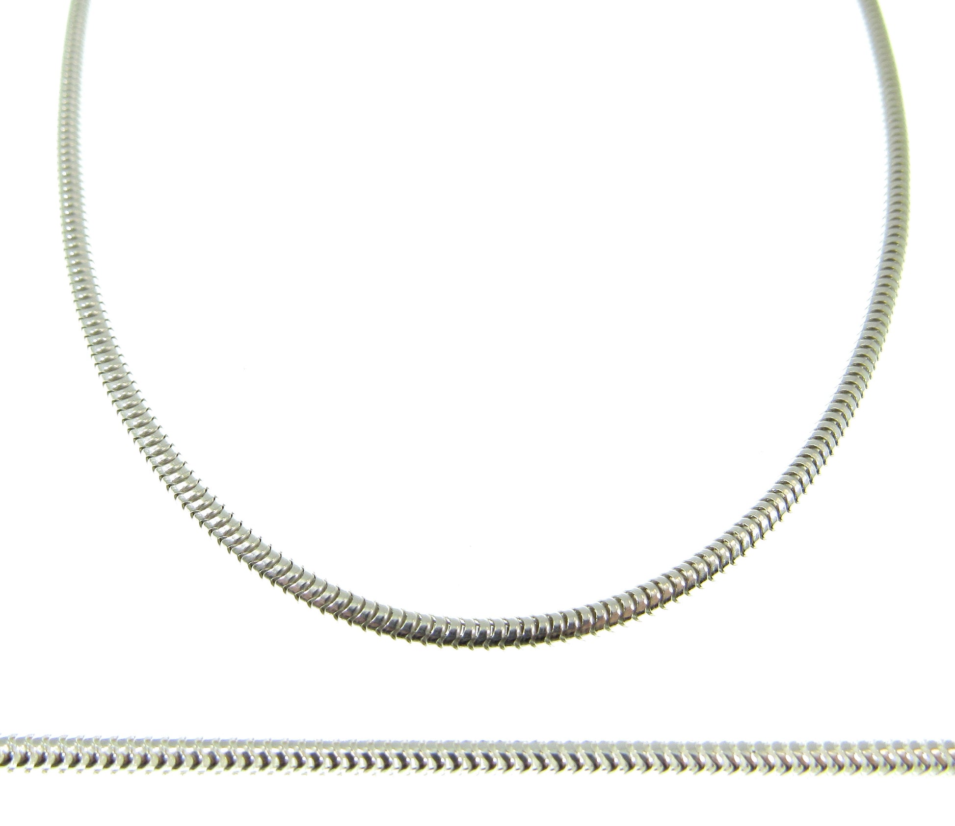 2.5MM Solid 925 Sterling Silver Italian Round Snake Chain, Unisex Bracelet or Necklace, Made in Italy, 16" - 30" Inches, for Men or Women