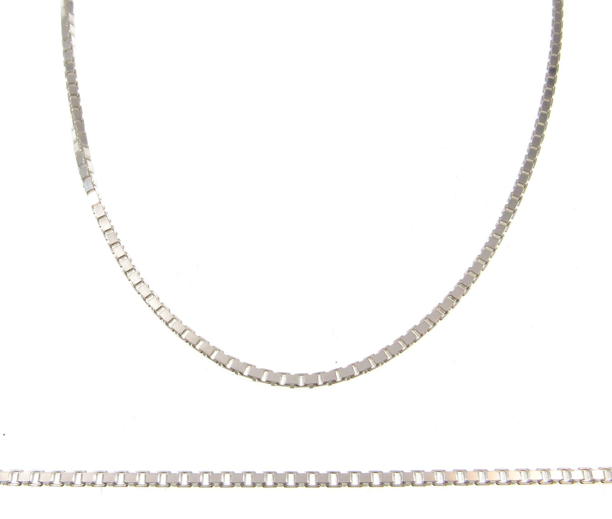 2MM Solid 925 Sterling Silver Italian Square Box Chain Necklace, Made in Italy, Unisex Bracelet, 7 8 9 14 16 18 20 22 24 26, or 30" Inches