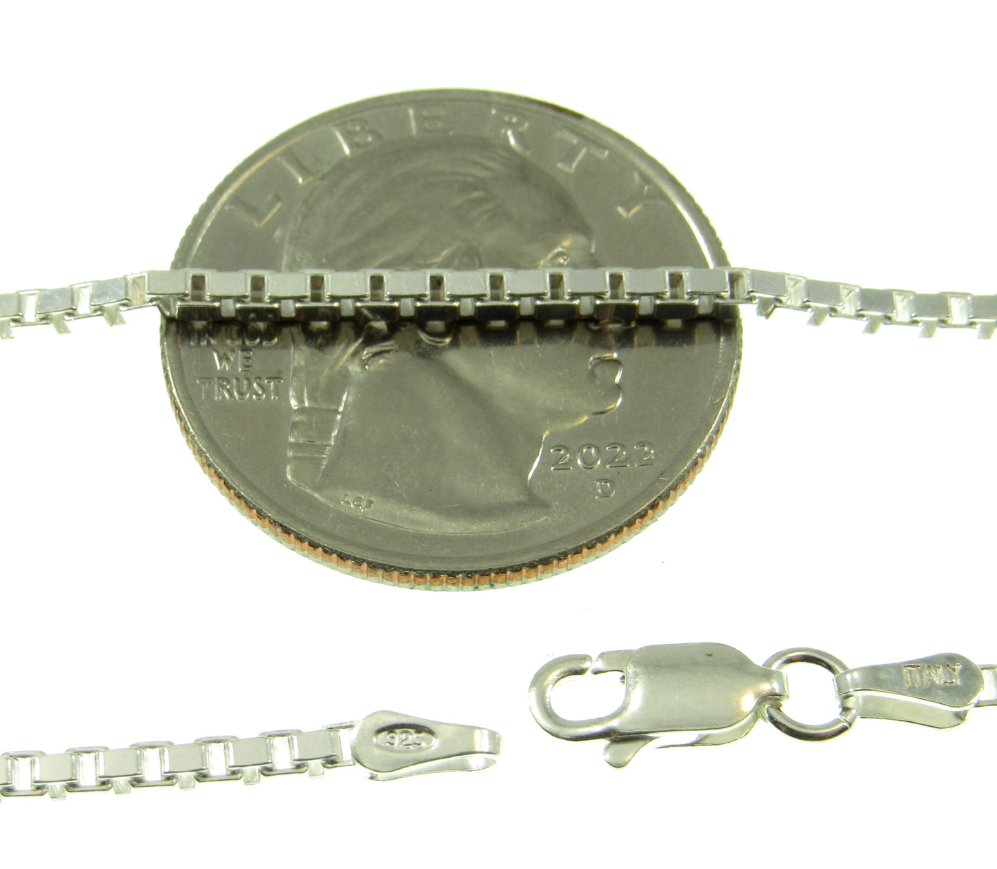 2MM Solid 925 Sterling Silver Italian Square Box Chain Necklace, Made in Italy, Unisex Bracelet, 7 8 9 14 16 18 20 22 24 26, or 30" Inches