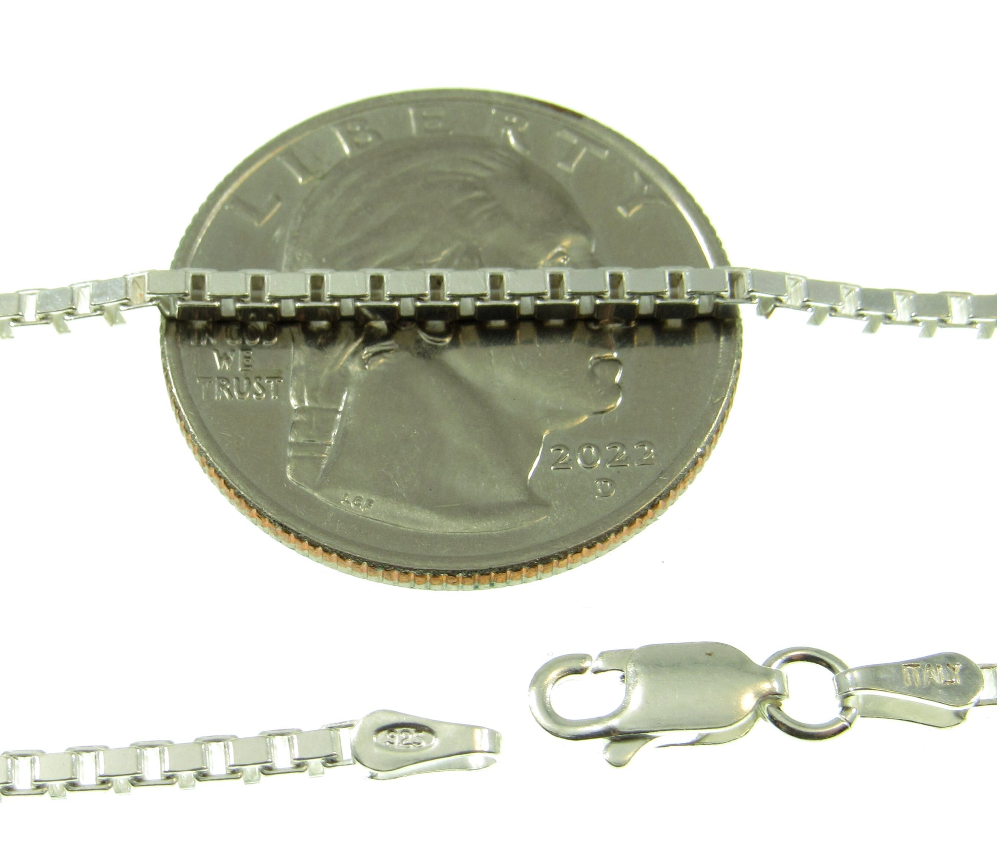 2MM Solid 925 Sterling Silver Italian Square Box Chain Necklace, Made in Italy, Unisex Bracelet, 7 8 9 14 16 18 20 22 24 26, or 30" Inches