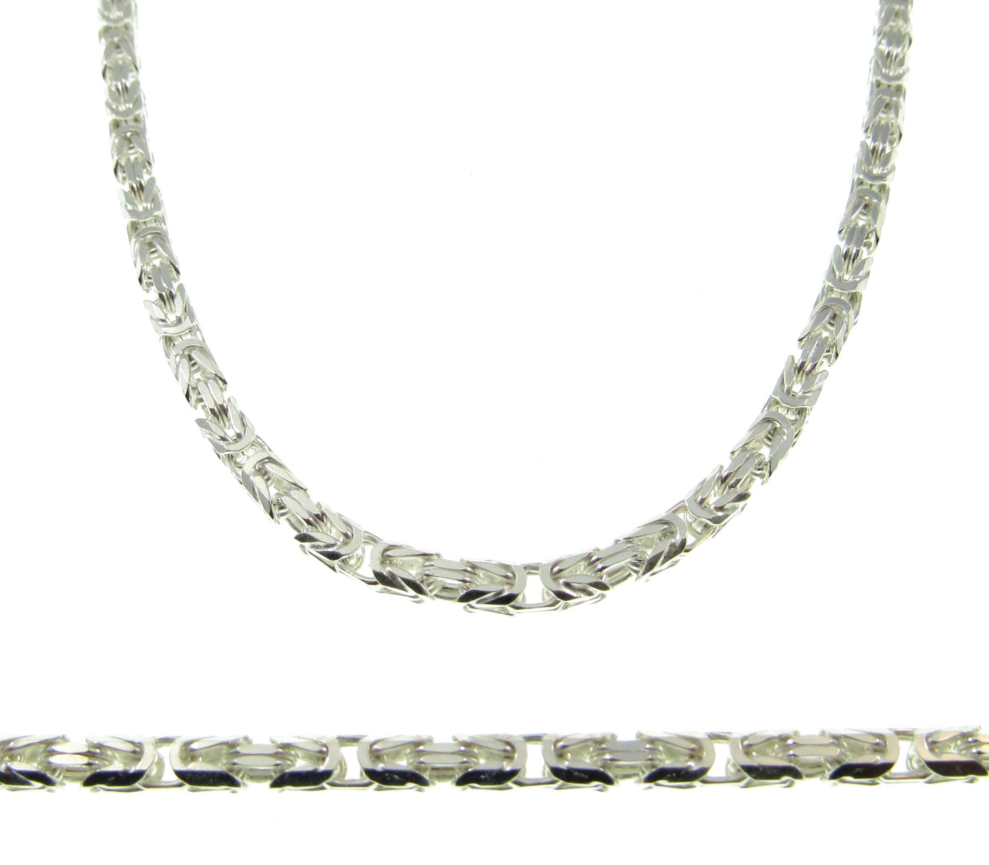 3.6MM Solid 925 Sterling Silver Italian Byzantine Borobudur Link Chain, Unisex Men's Necklace or Bracelet: 8 9 20 24" Inches, Made in Italy