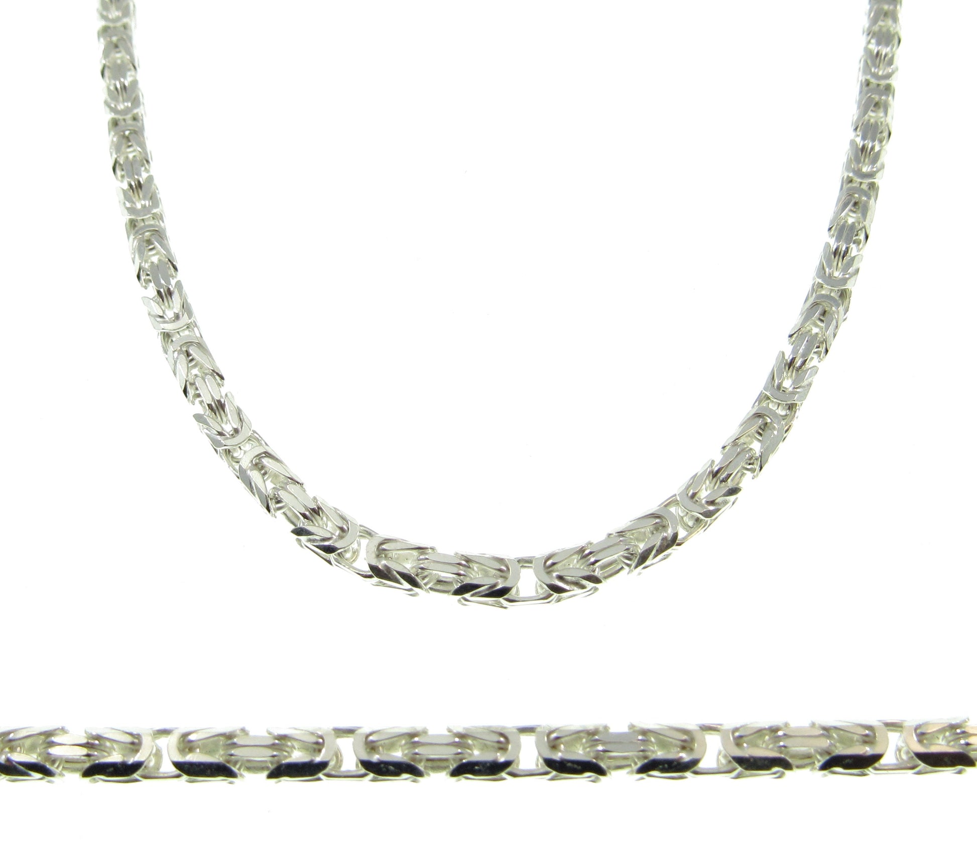 3.6MM Solid 925 Sterling Silver Italian Byzantine Borobudur Link Chain, Unisex Men's Necklace or Bracelet: 8 9 20 24" Inches, Made in Italy