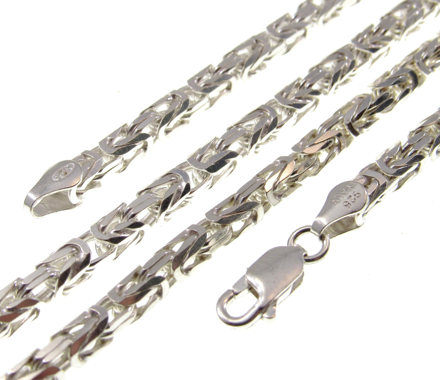 3.6MM Solid 925 Sterling Silver Italian Byzantine Borobudur Link Chain, Unisex Men's Necklace or Bracelet: 8 9 20 24" Inches, Made in Italy