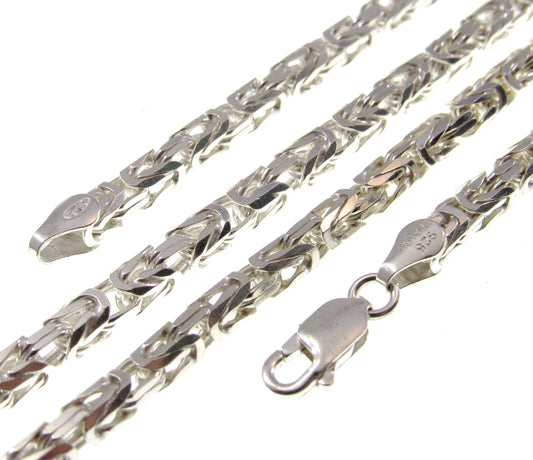 3.6MM Solid 925 Sterling Silver Italian Byzantine Borobudur Link Chain, Unisex Men's Necklace or Bracelet: 8 9 20 24" Inches, Made in Italy