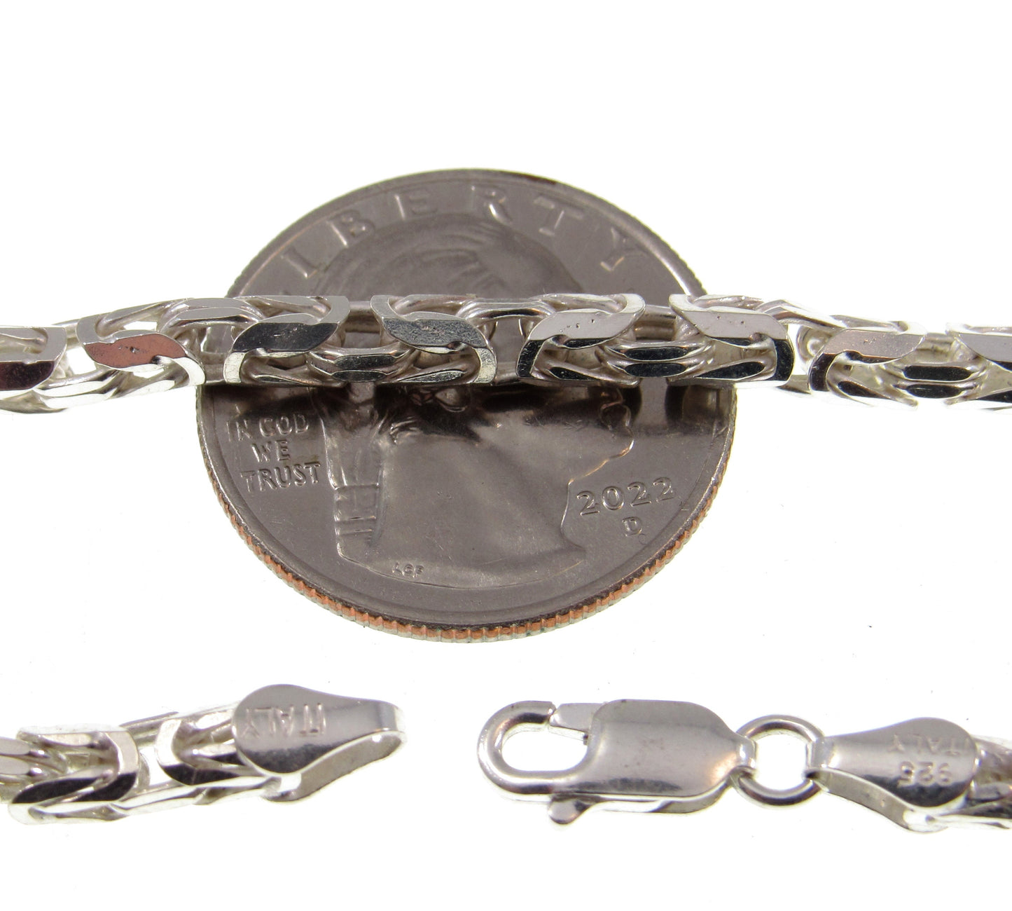 3.6MM Solid 925 Sterling Silver Italian Byzantine Borobudur Link Chain, Unisex Men's Necklace or Bracelet: 8 9 20 24" Inches, Made in Italy