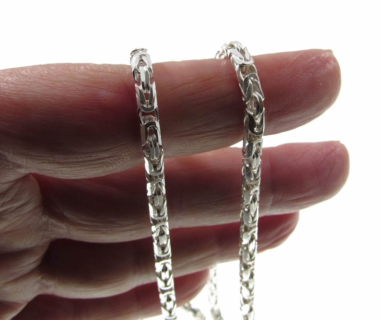 3.6MM Solid 925 Sterling Silver Italian Byzantine Borobudur Link Chain, Unisex Men's Necklace or Bracelet: 8 9 20 24" Inches, Made in Italy