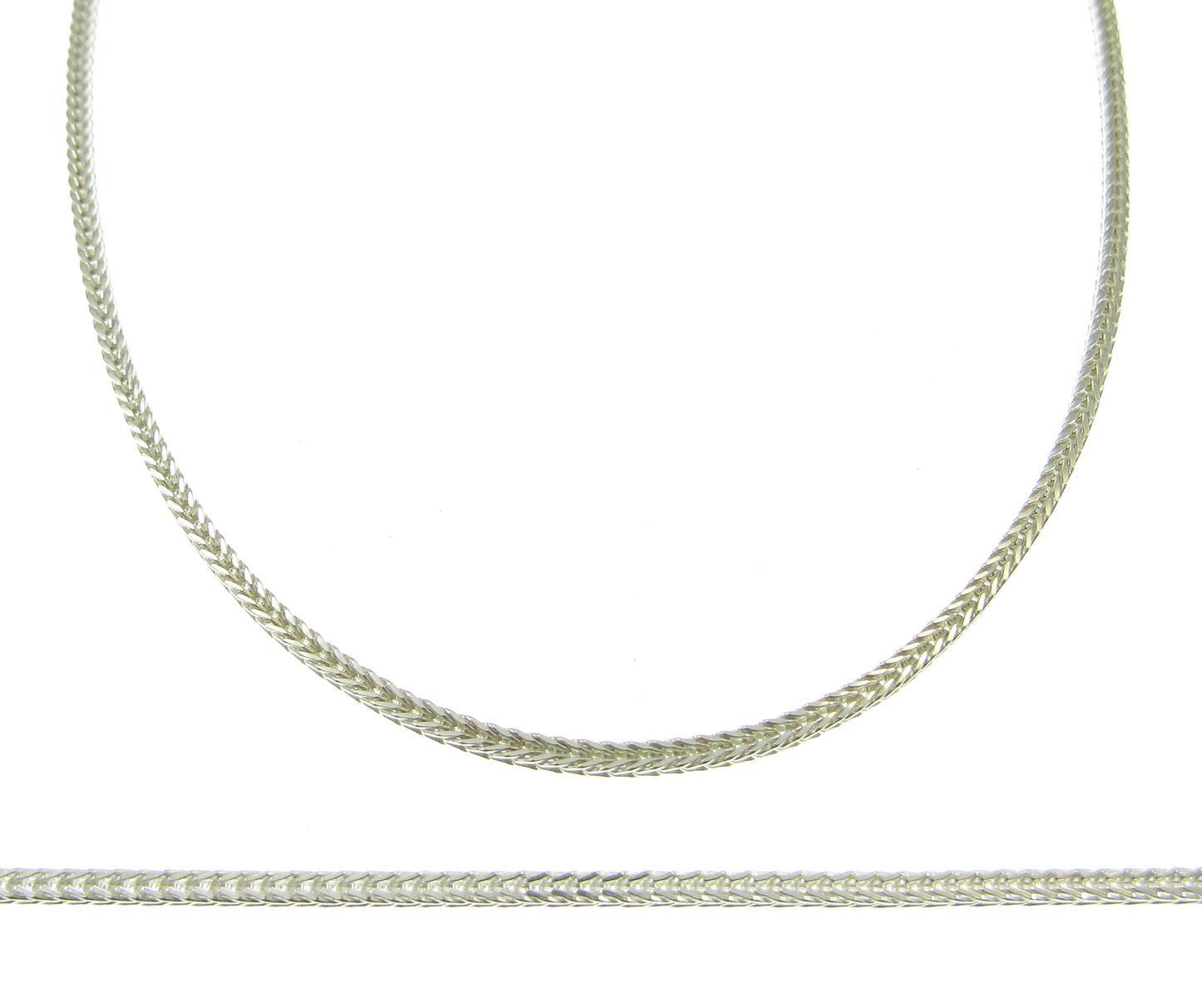 2.1MM Solid Genuine 925 Sterling Silver Italian Foxtail Weave Chain, Unisex Necklace, Made in Italy, 16"-30" Inches