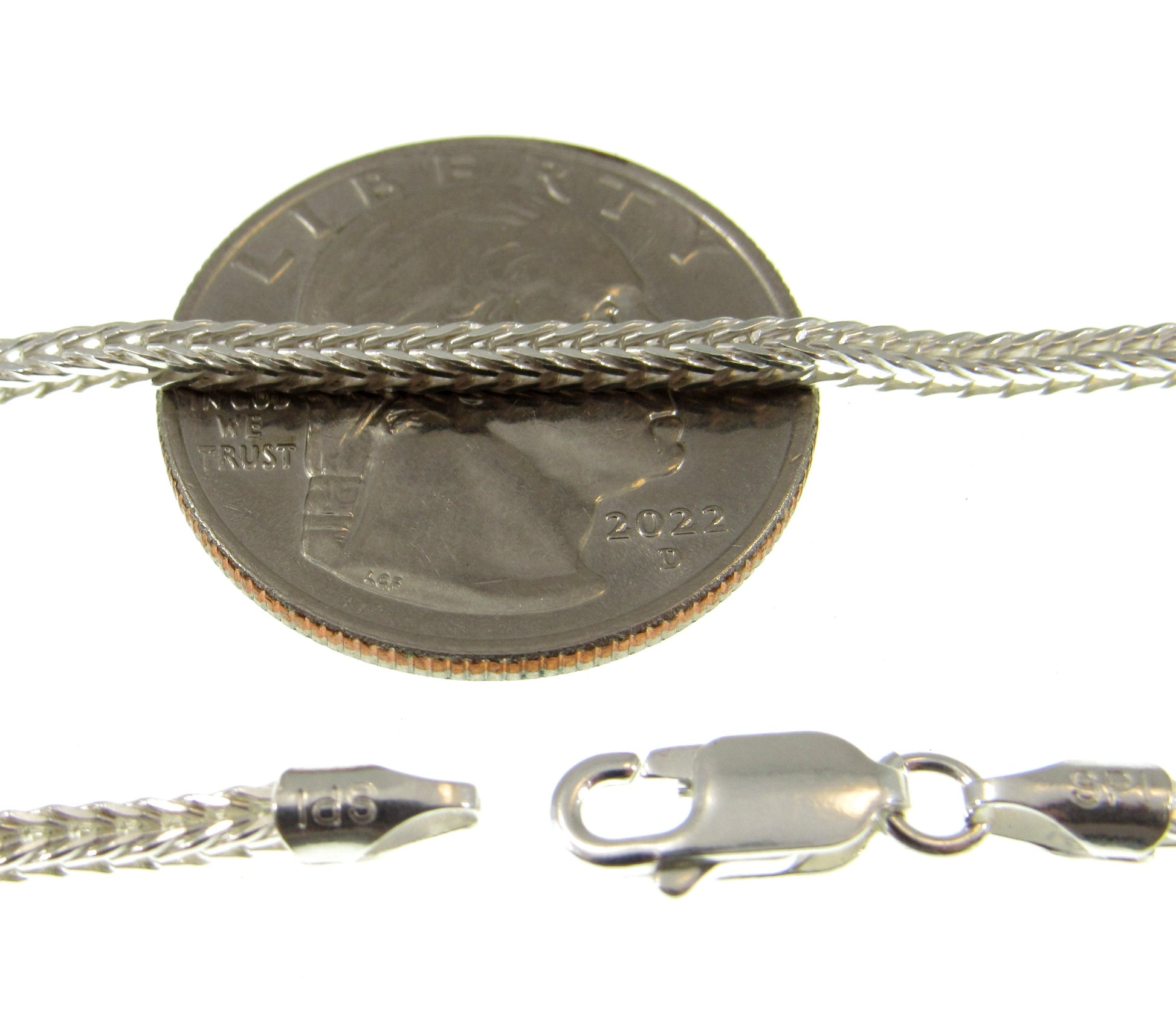 2.1MM Solid Genuine 925 Sterling Silver Italian Foxtail Weave Chain, Unisex Necklace, Made in Italy, 16"-30" Inches