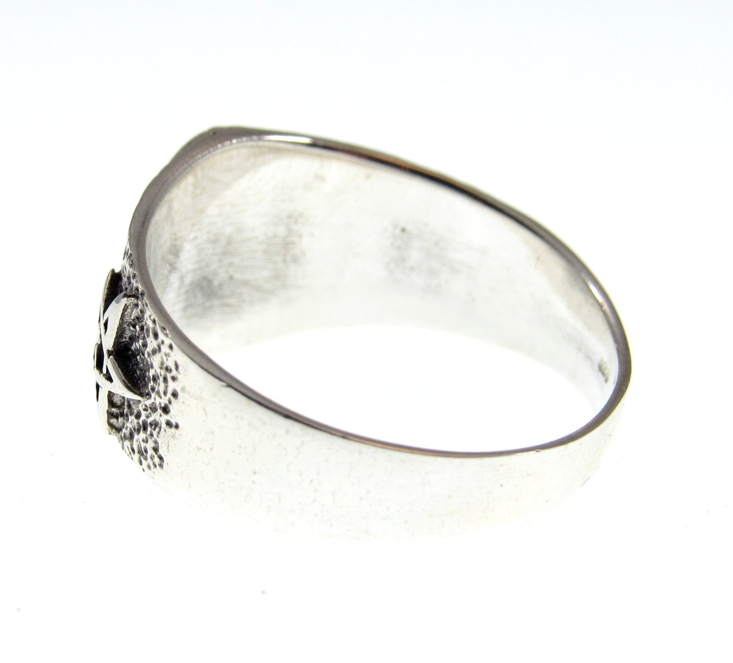 Solid 925 Sterling Silver Men's Triple Pentacle Pentagram Ring, Handcrafted Signet Ring Pendant on Nylon Cord, Sizes 10-14