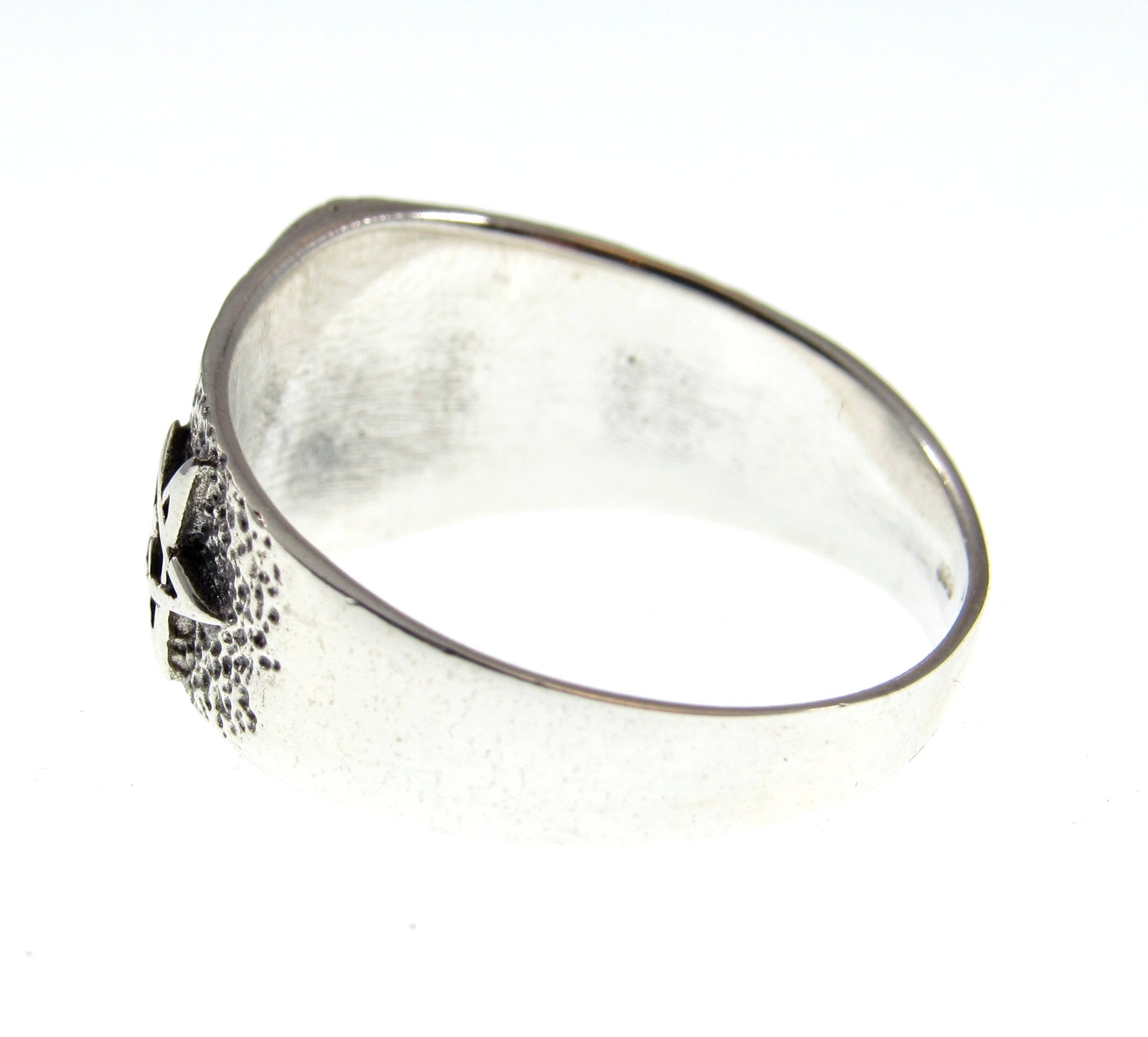 Solid 925 Sterling Silver Men's Triple Pentacle Pentagram Ring, Handcrafted Signet Ring Pendant on Nylon Cord, Sizes 10-14