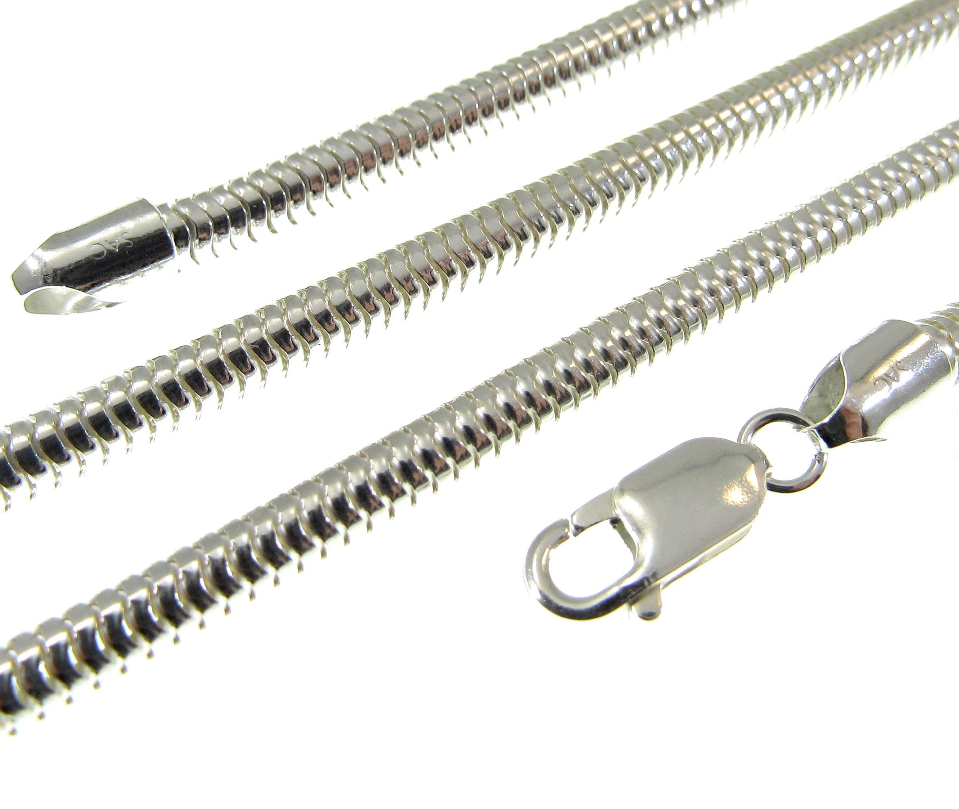 4MM Solid 925 Sterling Silver Italian Round Snake Chain, Thick Necklace, Made in Italy, 16" - 30" Inches, for Men or Women