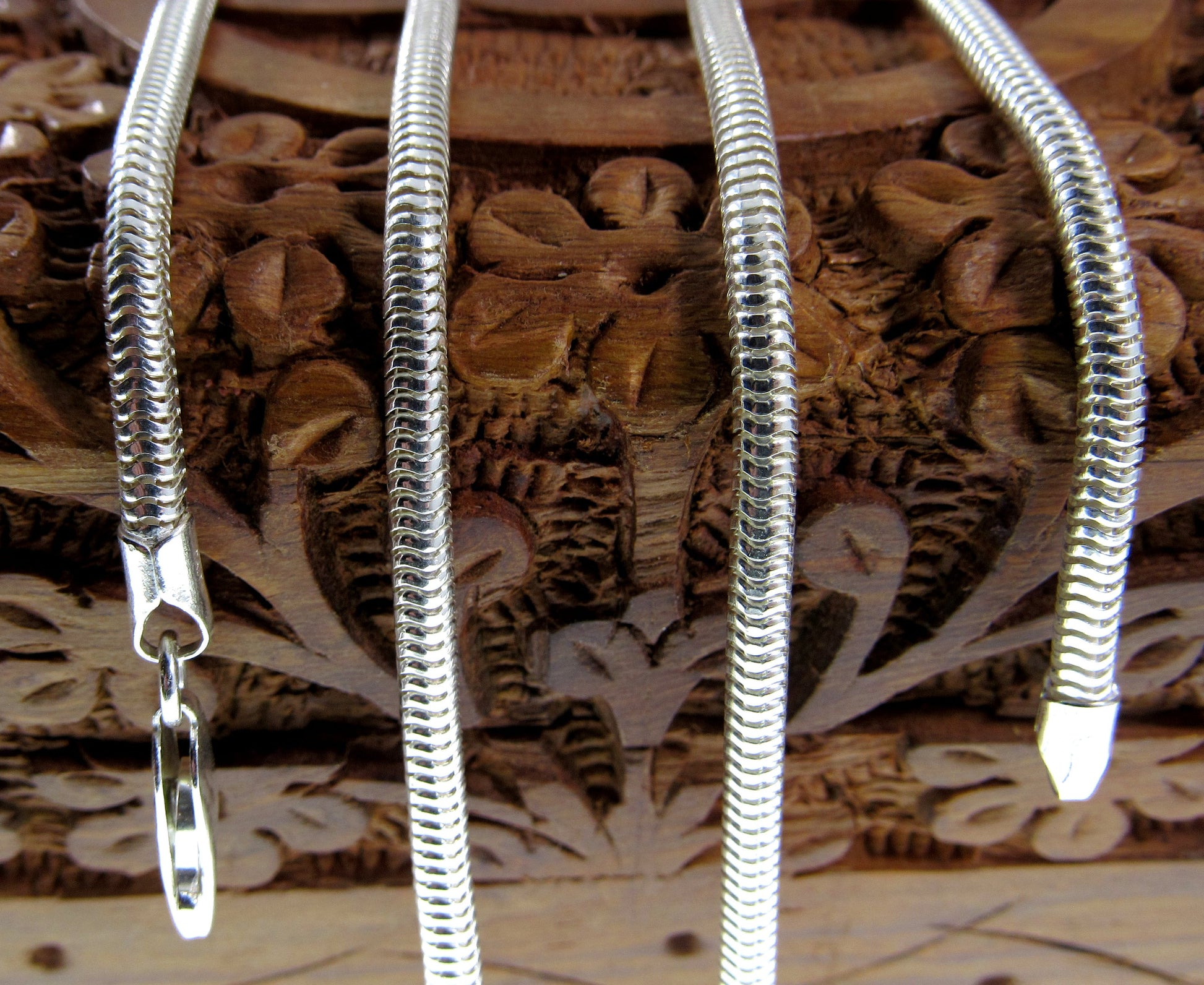 3MM Solid 925 Sterling Silver Italian Round Snake Chain, Unisex Necklace, Made in Italy, 16" - 30" Inches, for Men or Women