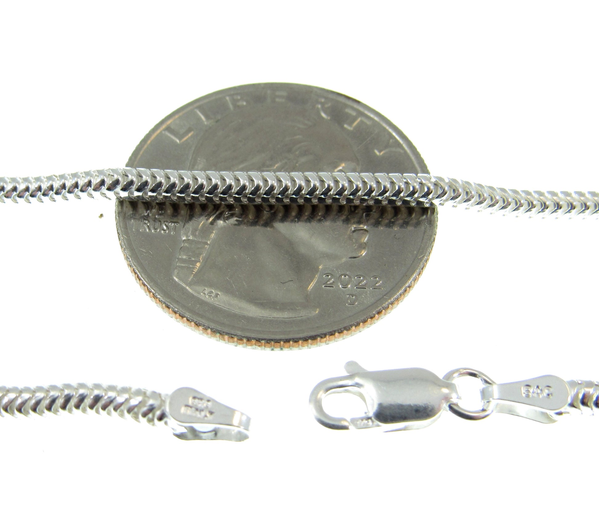 2.5MM Solid 925 Sterling Silver Italian Round Snake Chain, Unisex Bracelet or Necklace, Made in Italy, 16" - 30" Inches, for Men or Women
