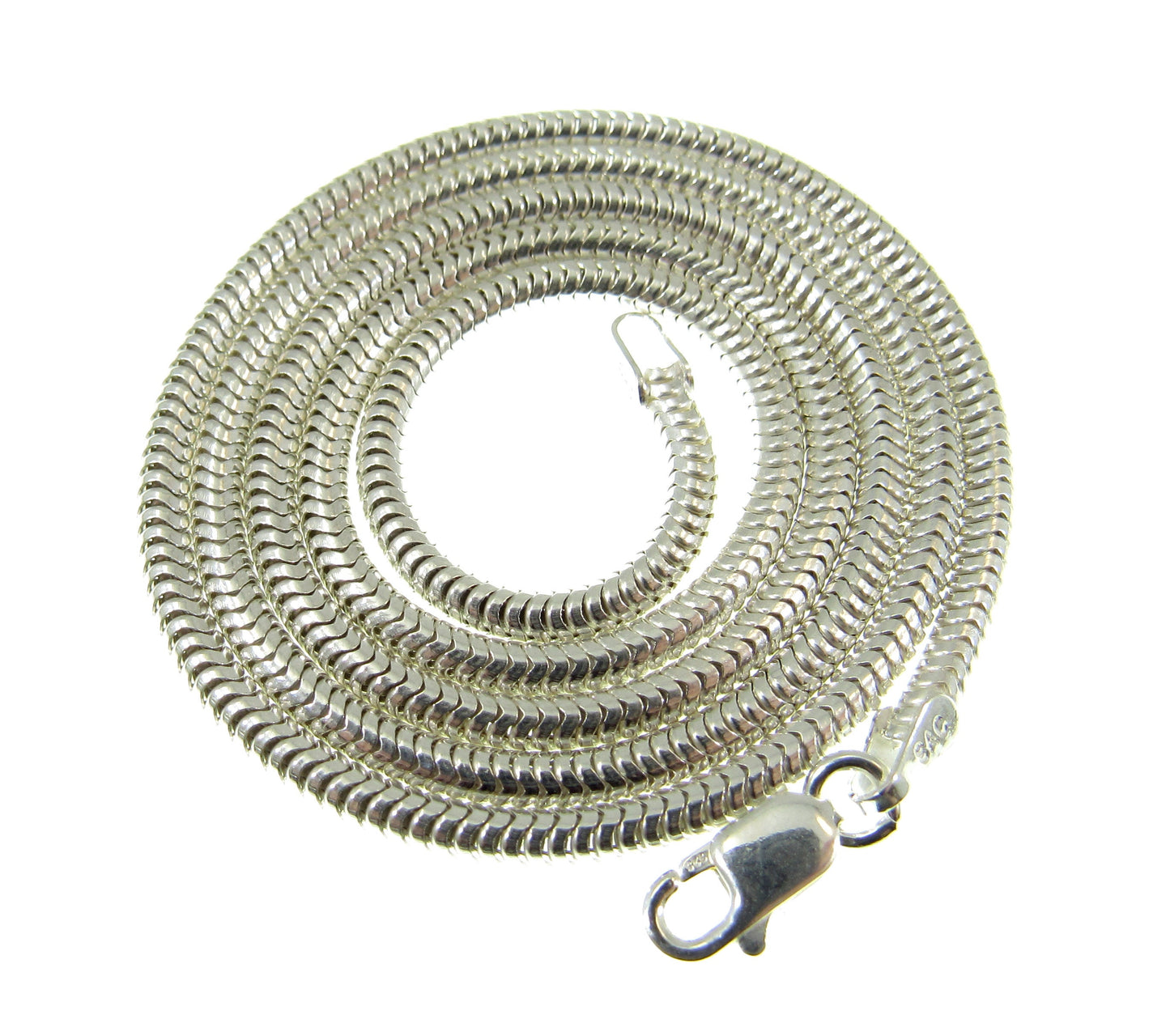 2.5MM Solid 925 Sterling Silver Italian Round Snake Chain, Unisex Bracelet or Necklace, Made in Italy, 16" - 30" Inches, for Men or Women