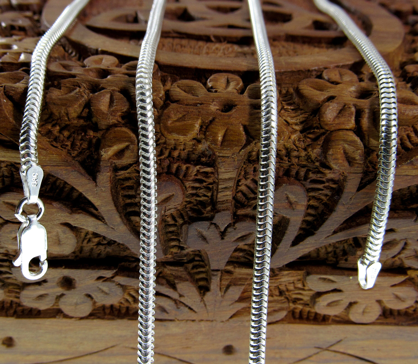 2.5MM Solid 925 Sterling Silver Italian Round Snake Chain, Unisex Bracelet or Necklace, Made in Italy, 16" - 30" Inches, for Men or Women