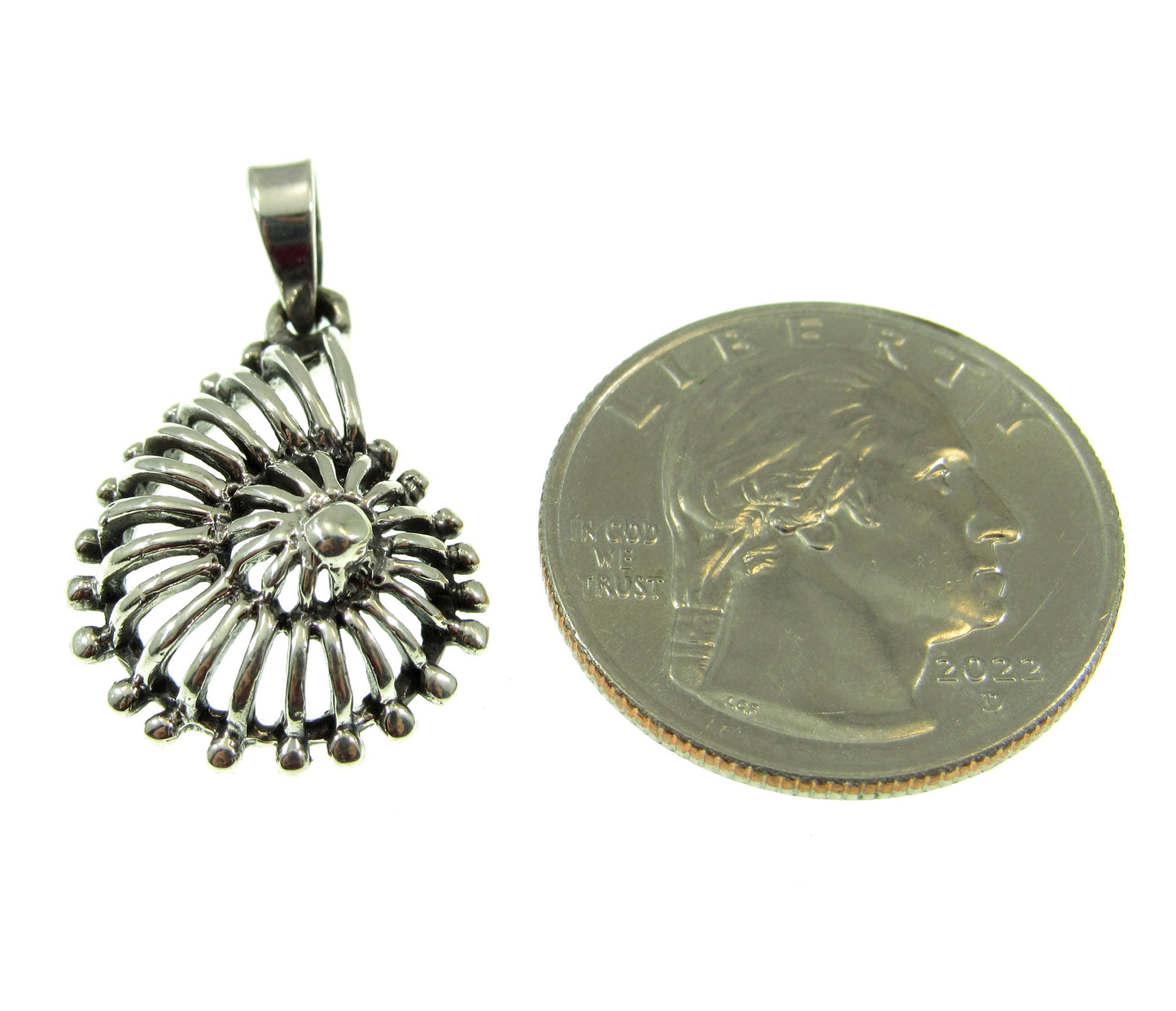 Solid 925 Sterling Silver Seashell Pendant, Spiral Nautilus Charm, Beachcomber Gift, Ocean Inspired Sea Life Charm, Summer Beach Jewelry