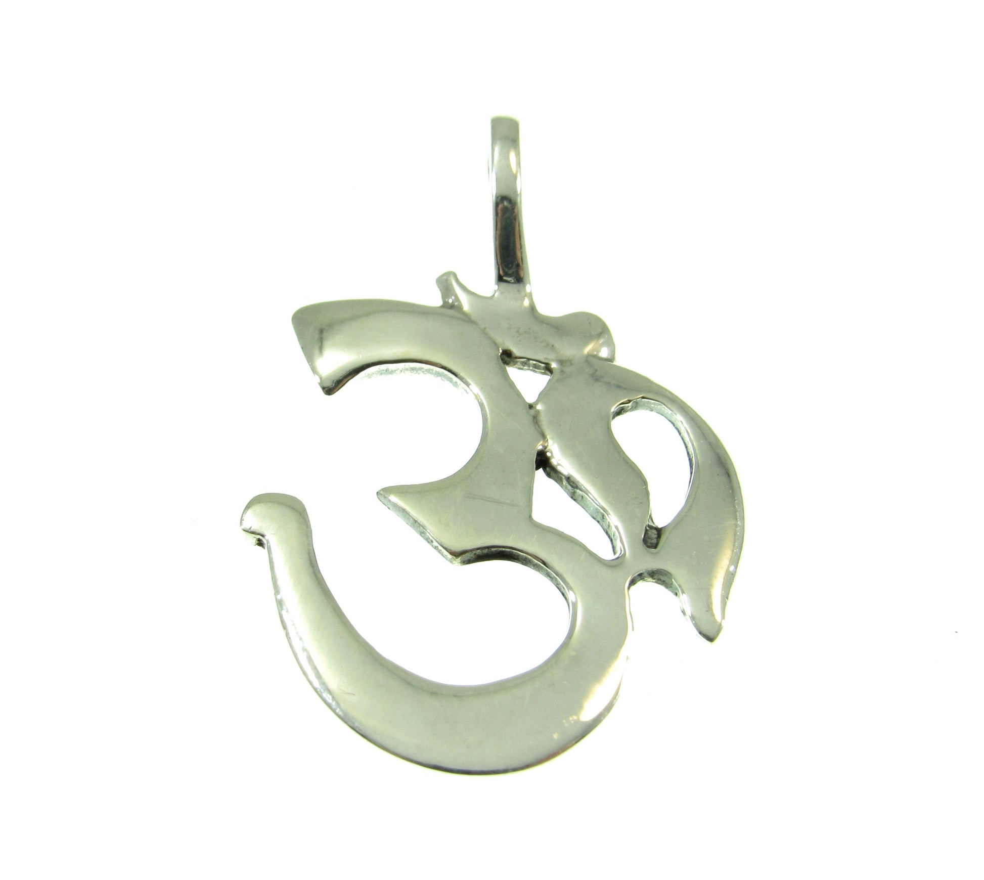 Solid 925 Sterling Silver Om Symbol Pendant, Handcrafted Hindu Ohm Aum Yoga Meditation Jewelry