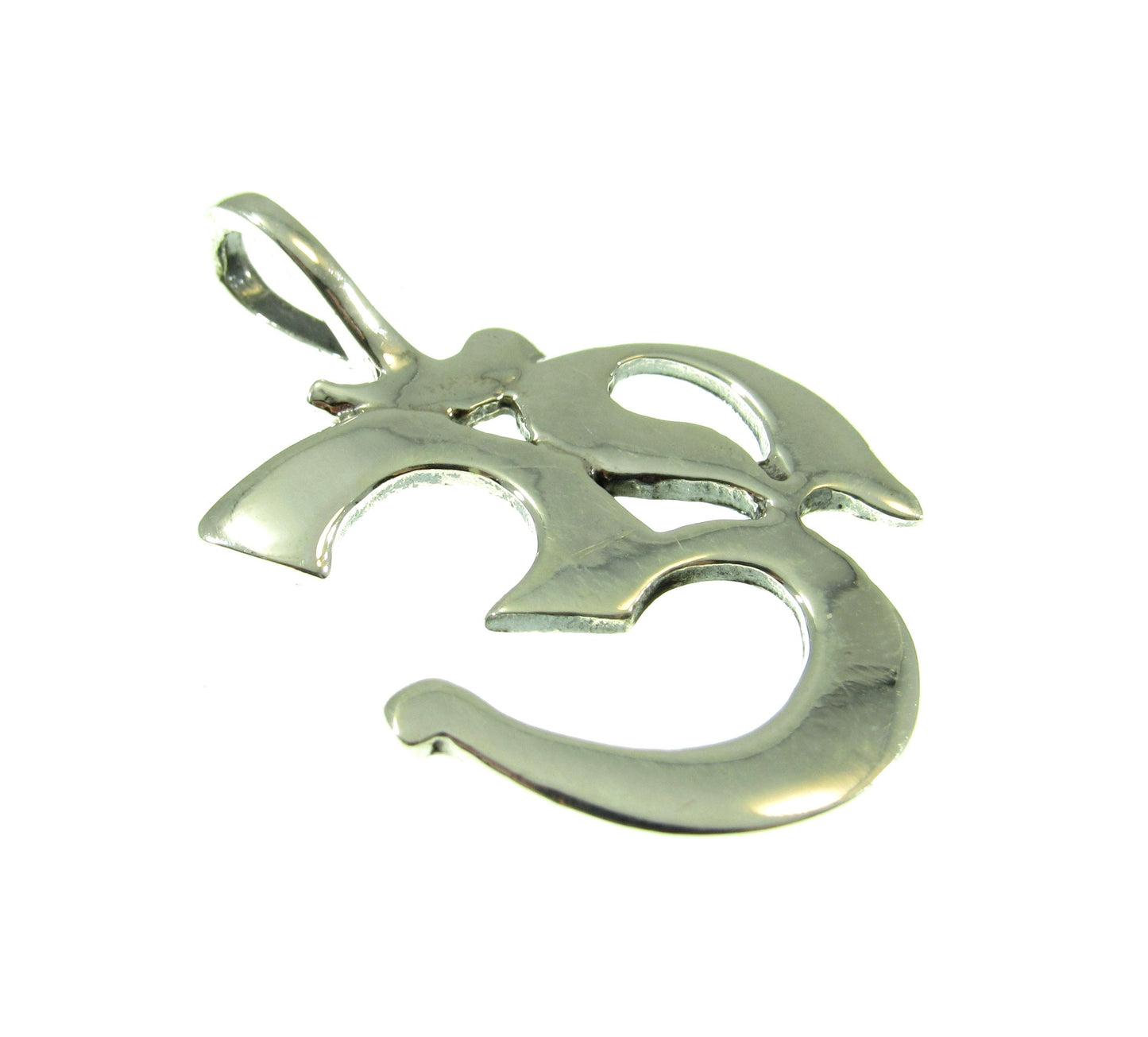 Solid 925 Sterling Silver Om Symbol Pendant, Handcrafted Hindu Ohm Aum Yoga Meditation Jewelry