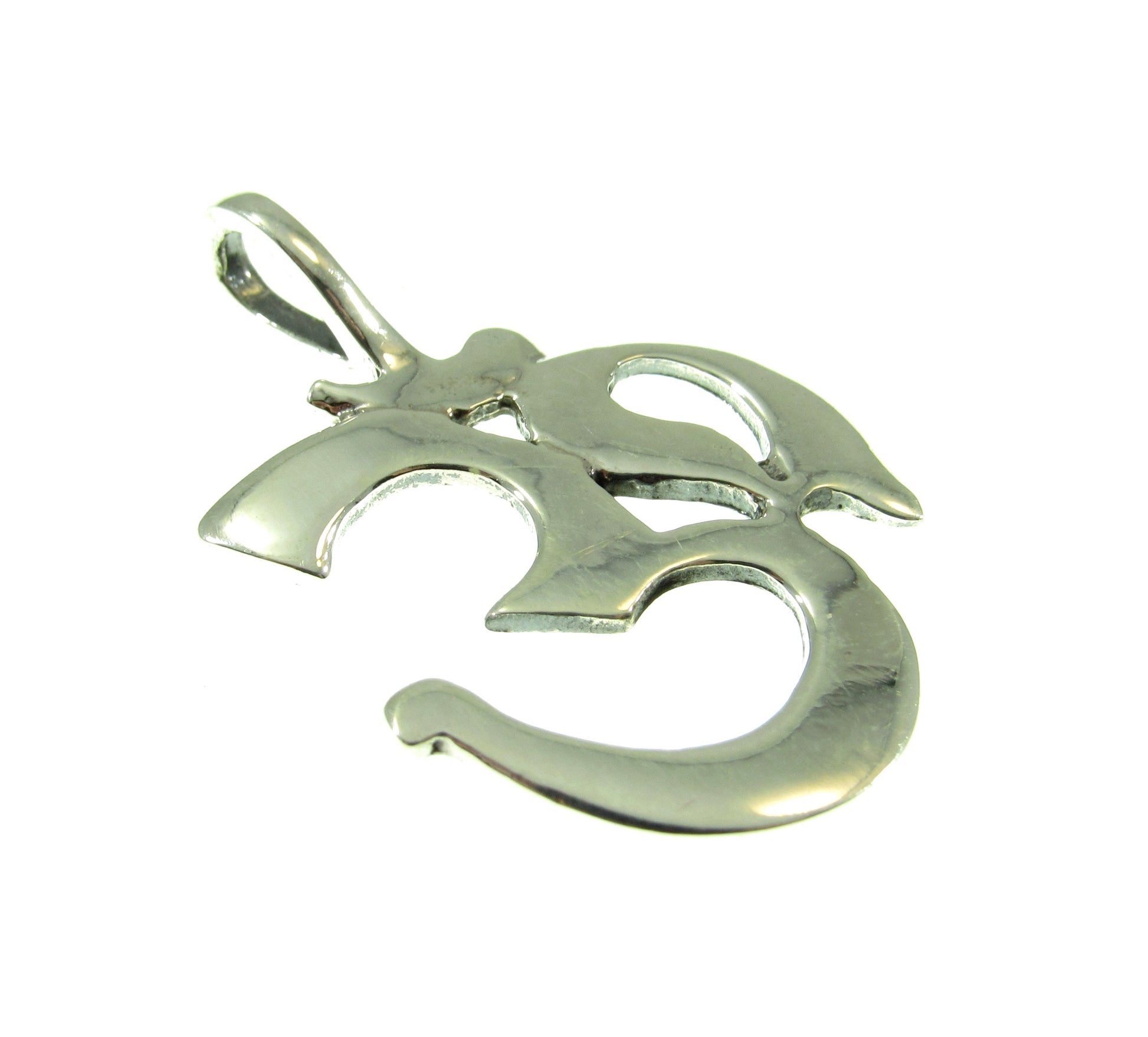 Solid 925 Sterling Silver Om Symbol Pendant, Handcrafted Hindu Ohm Aum Yoga Meditation Jewelry