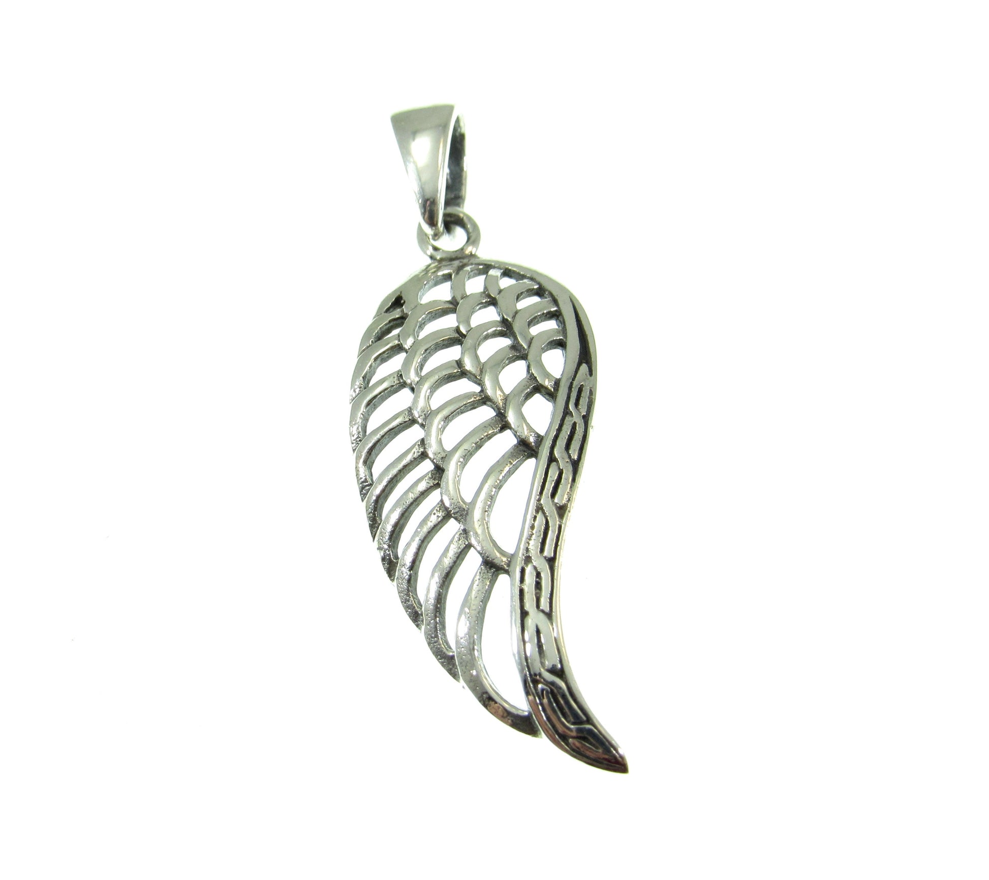 Solid 925 Sterling Silver Angel Wing Pendant, Handcrafted Symbol of Hope & Protection