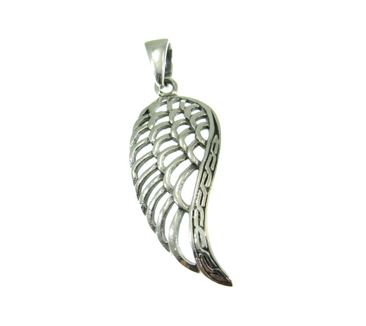 Solid 925 Sterling Silver Angel Wing Pendant, Handcrafted Symbol of Hope & Protection