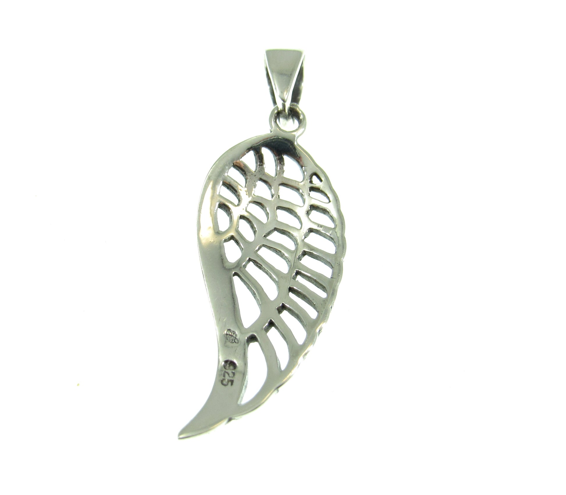 Solid 925 Sterling Silver Angel Wing Pendant, Handcrafted Symbol of Hope & Protection