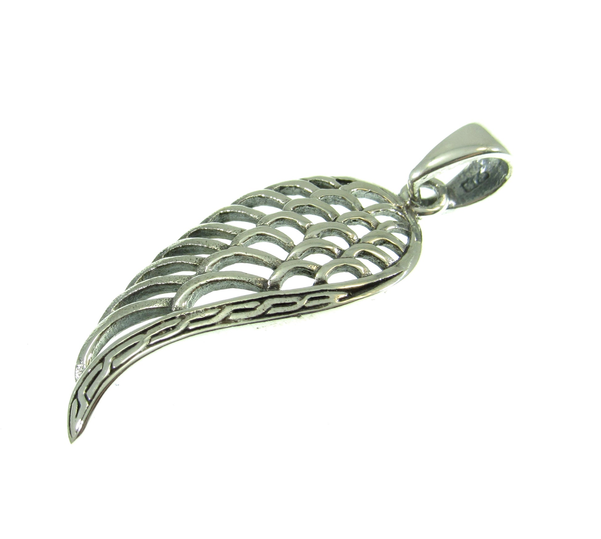 Solid 925 Sterling Silver Angel Wing Pendant, Handcrafted Symbol of Hope & Protection