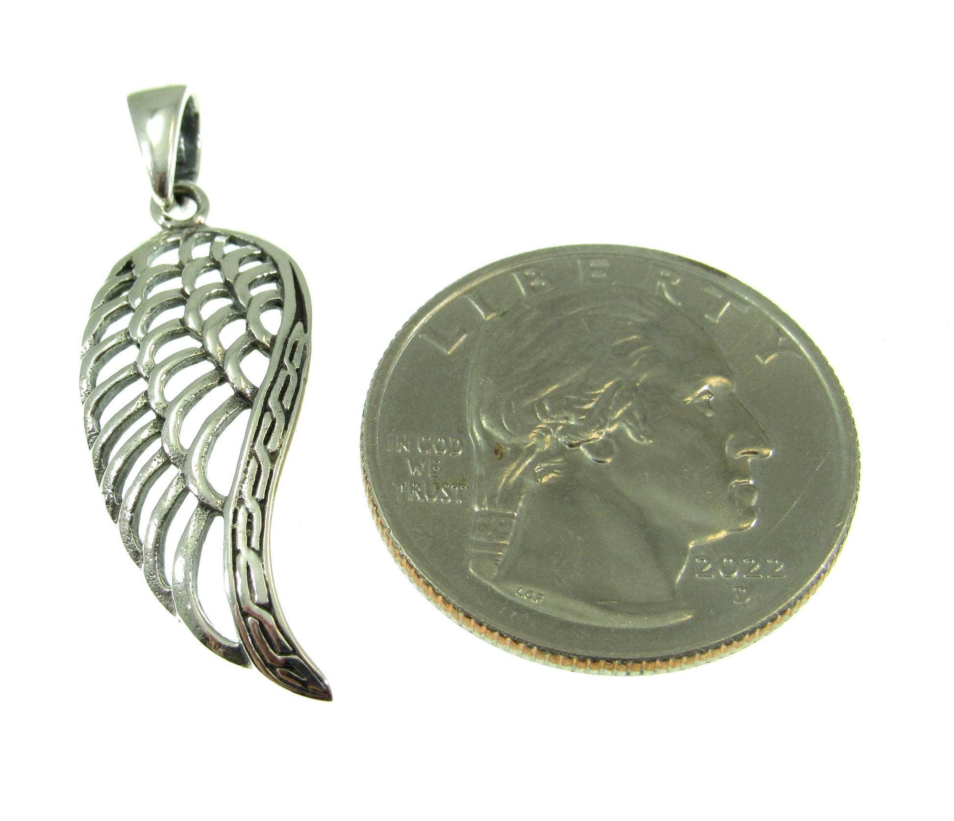 Solid 925 Sterling Silver Angel Wing Pendant, Handcrafted Symbol of Hope & Protection