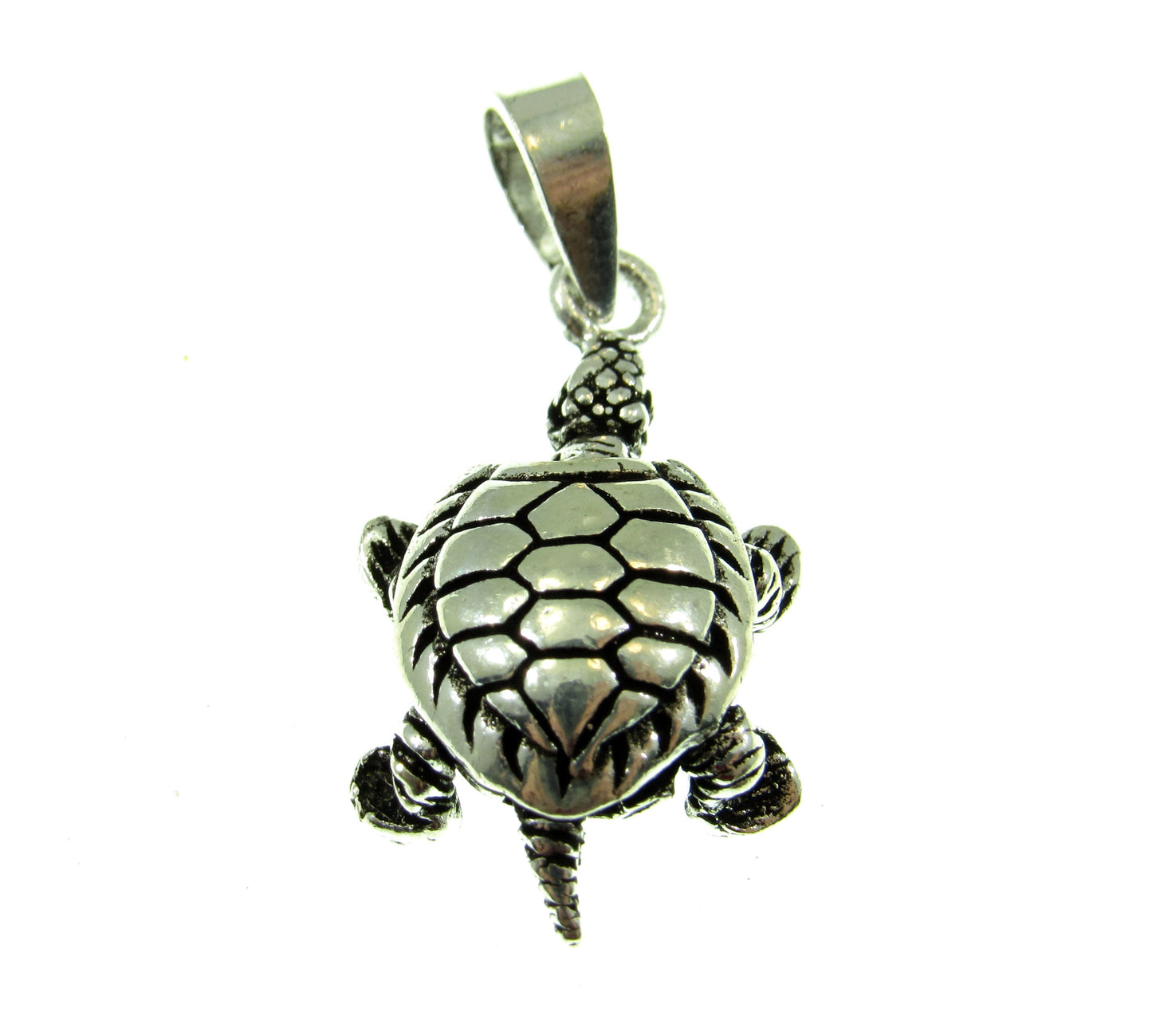 Solid 925 Sterling Silver Small Articulated 3D Sea Turtle Pendant, Tortoise Jewelry with Moving Legs, Head, & Tail, Reptile Necklace Charm