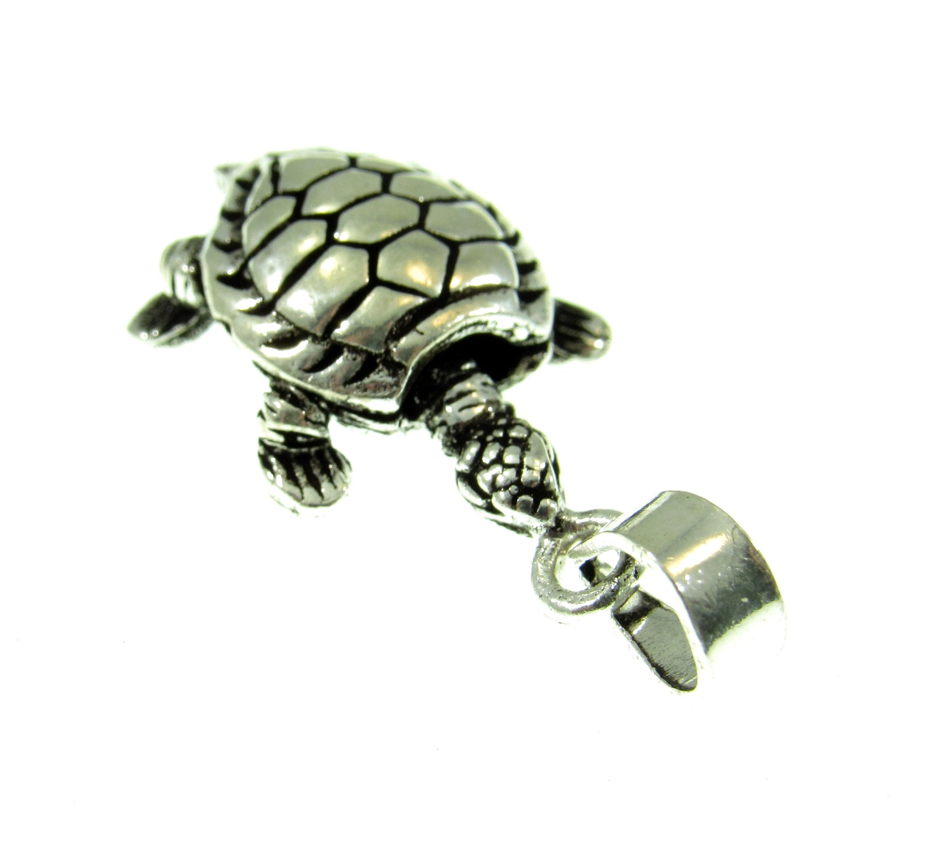 Solid 925 Sterling Silver Small Articulated 3D Sea Turtle Pendant, Tortoise Jewelry with Moving Legs, Head, & Tail, Reptile Necklace Charm