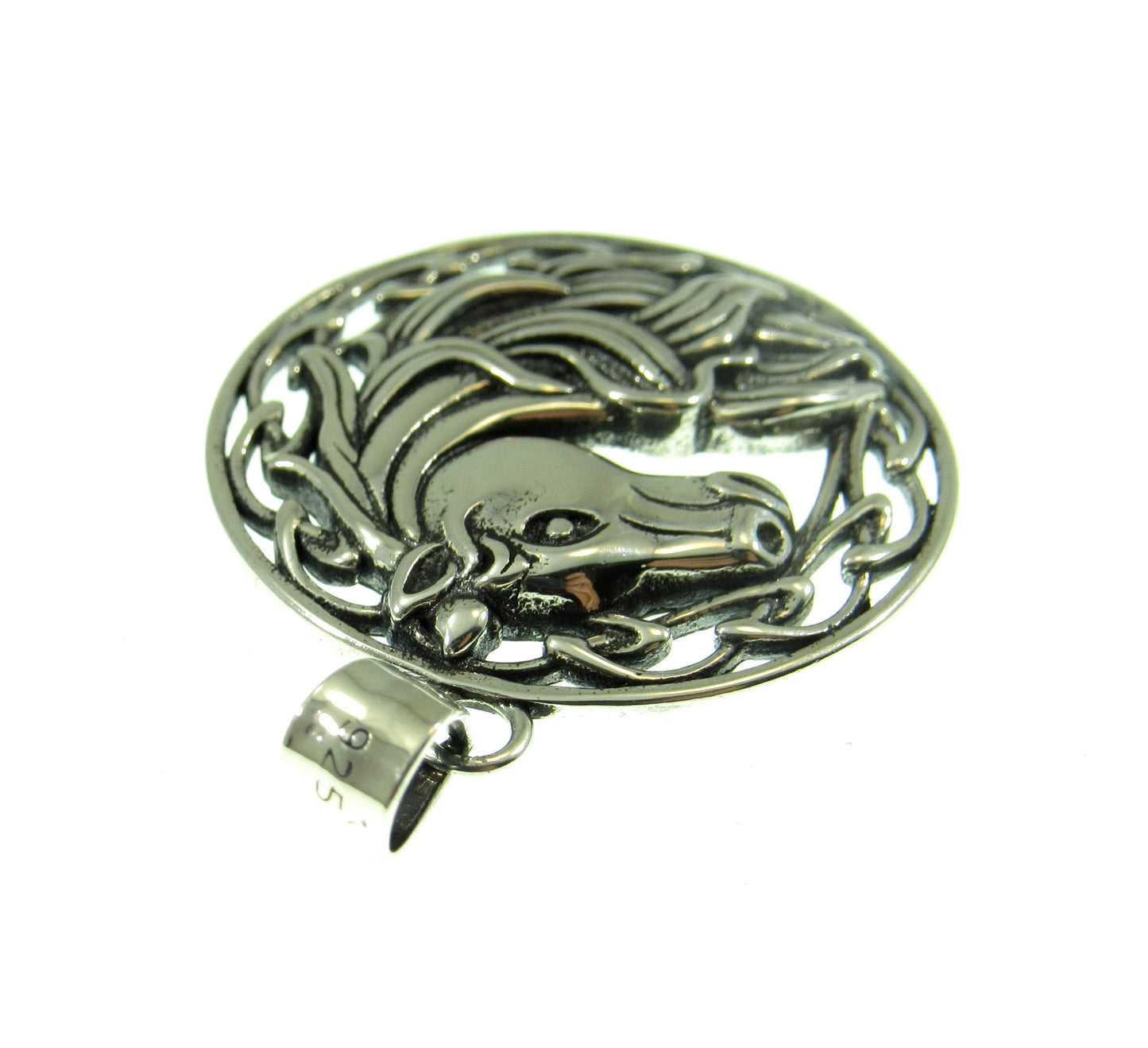 Solid 925 Sterling Silver Celtic Horse Pendant – Equestrian Jewelry, Horse Lover Gift, Norse Viking Charm with Celtic Knotwork