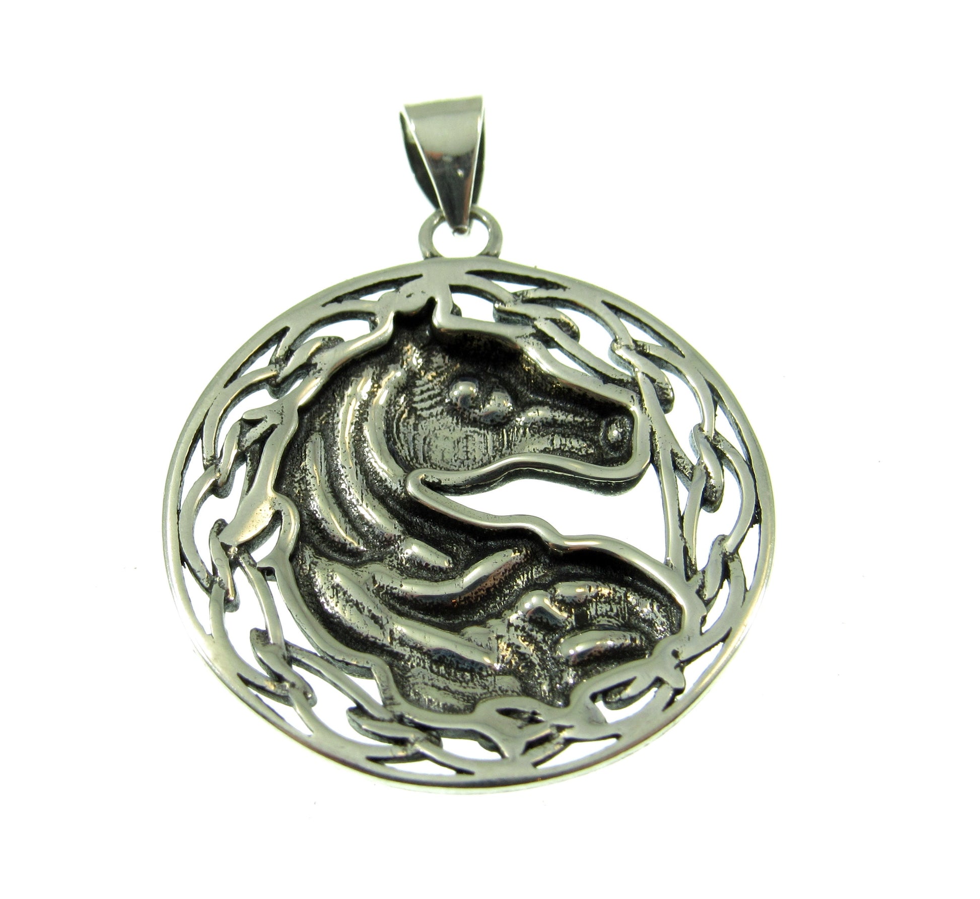 Solid 925 Sterling Silver Celtic Horse Pendant – Equestrian Jewelry, Horse Lover Gift, Norse Viking Charm with Celtic Knotwork