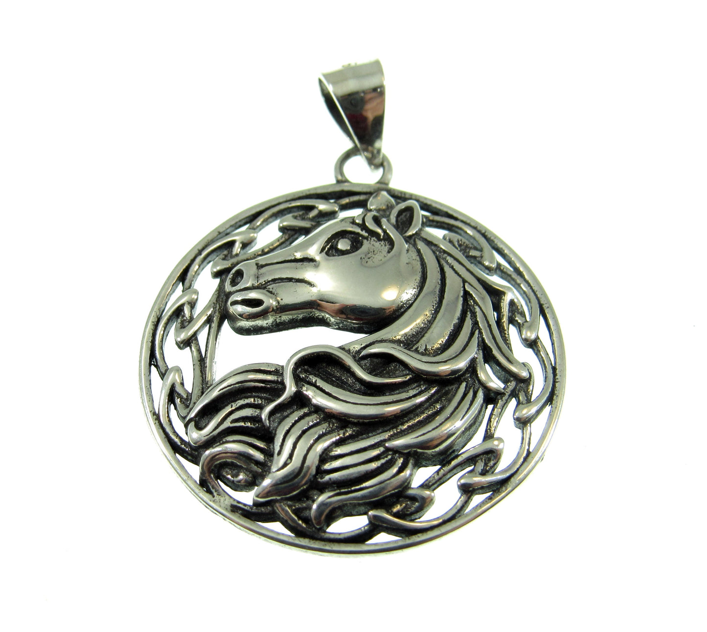 Solid 925 Sterling Silver Celtic Horse Pendant – Equestrian Jewelry, Horse Lover Gift, Norse Viking Charm with Celtic Knotwork