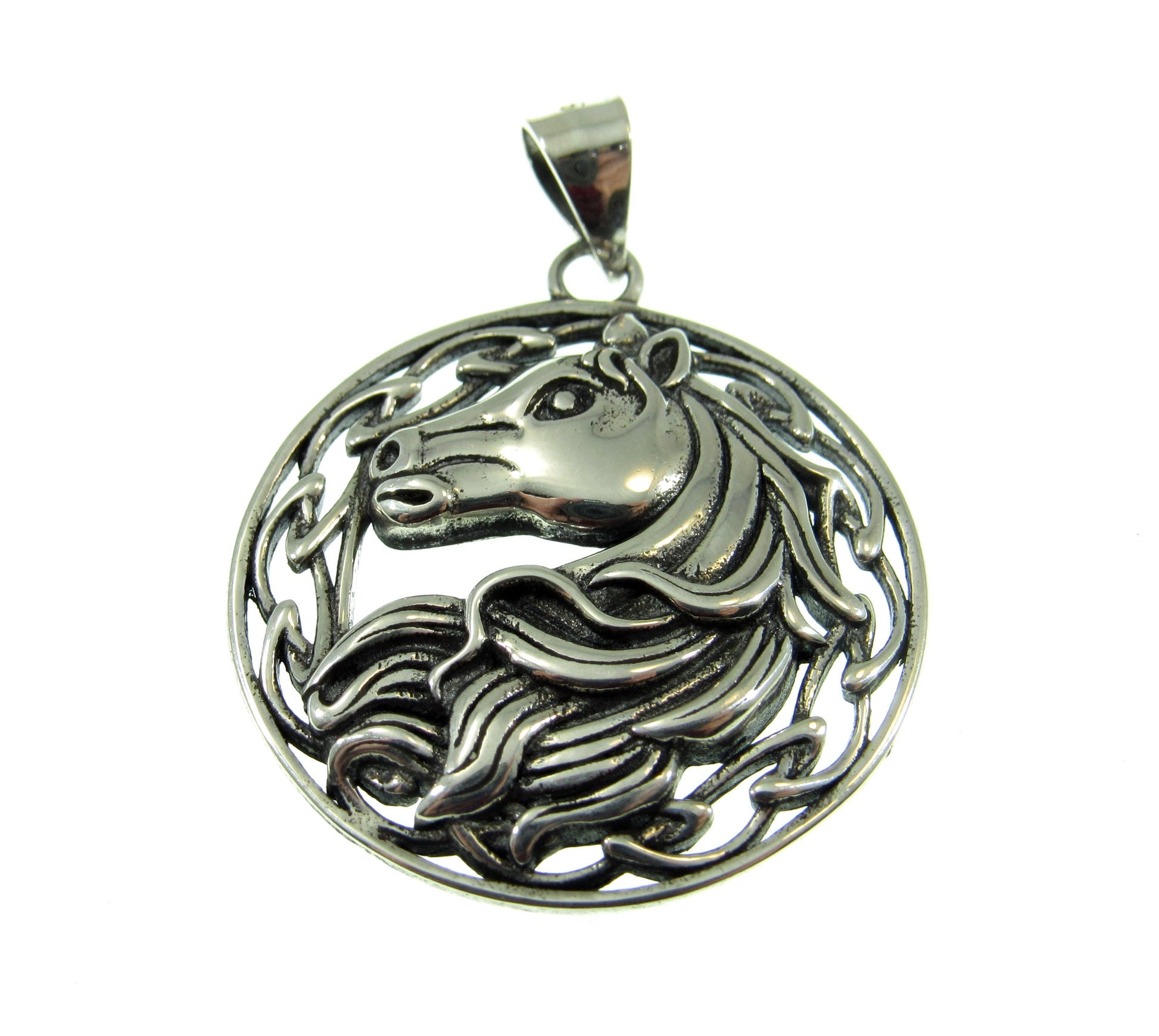 Solid 925 Sterling Silver Celtic Horse Pendant – Equestrian Jewelry, Horse Lover Gift, Norse Viking Charm with Celtic Knotwork